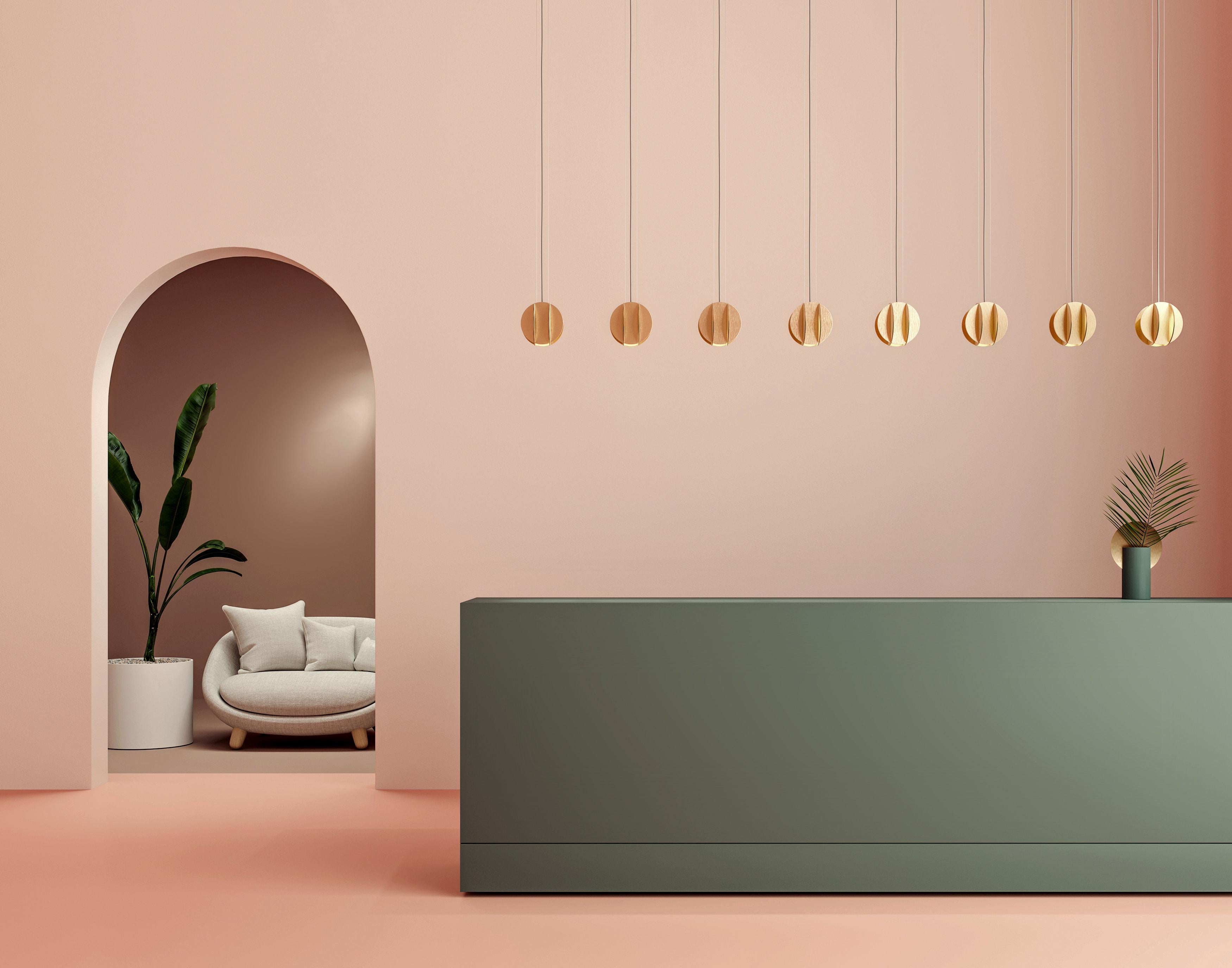 Modern Set of Three Contemporary Pendant Lamps El Lamps Small CS2 by Noom in Copper