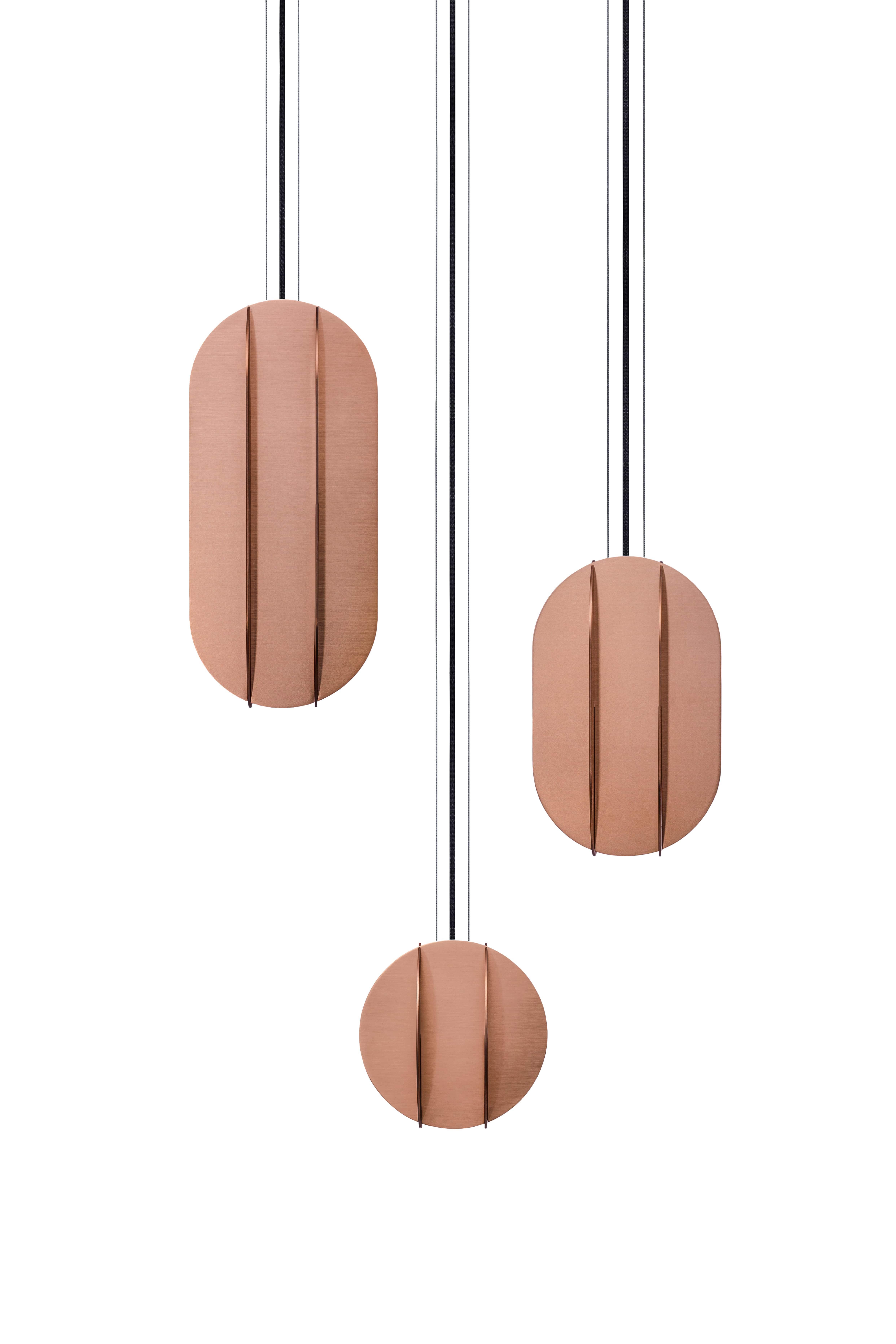 Set di tre lampade a sospensione contemporanee El Lamps Small CS3 di NOOM in Steele in vendita 7