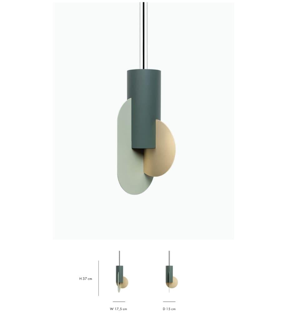 Set of Three Sculptural Pendant Lamps Suprematic by NOOM in Copper and Steel For Sale 1