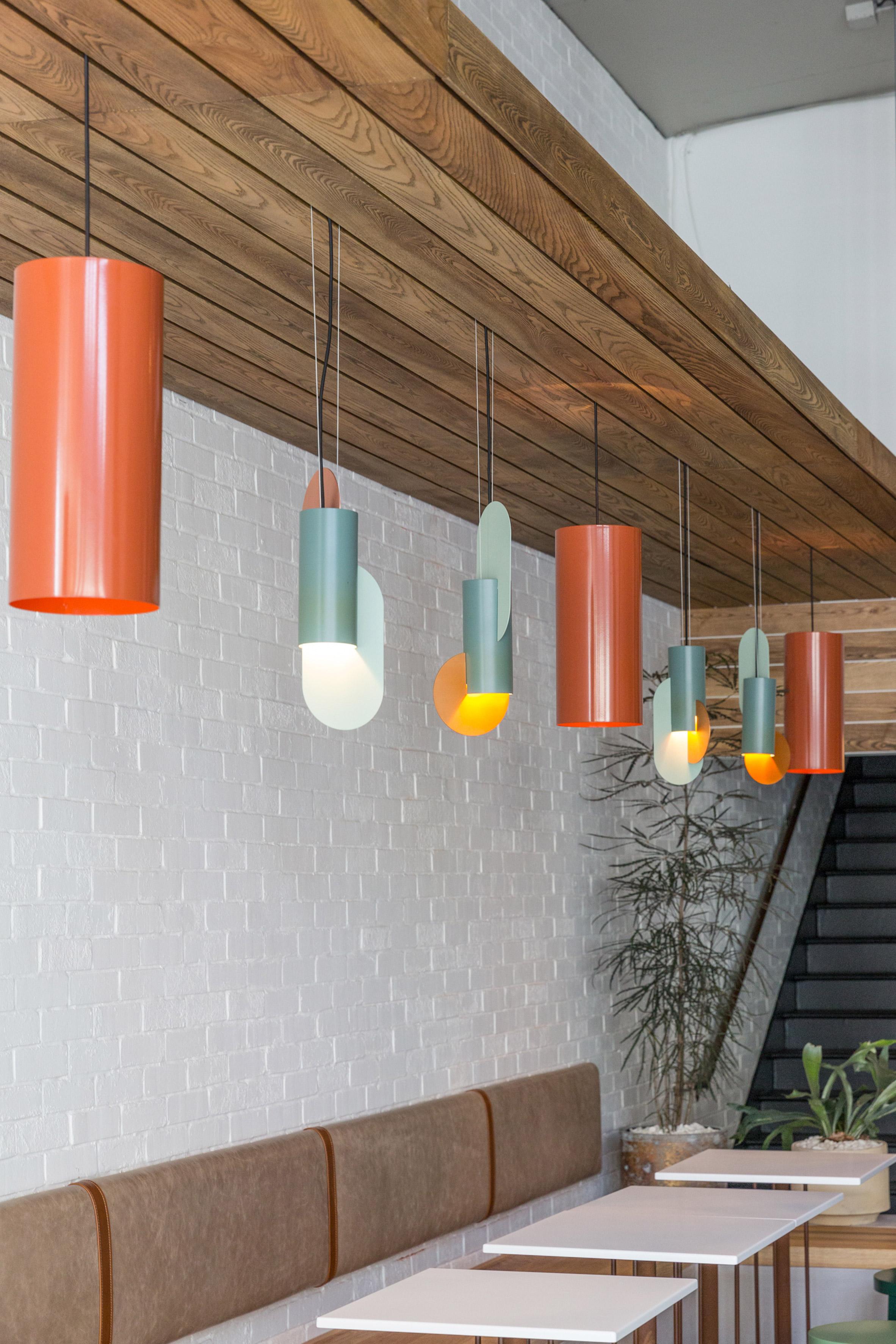 Set of Three Sculptural Pendant Lamps Suprematic by NOOM in Copper and Steel For Sale 5