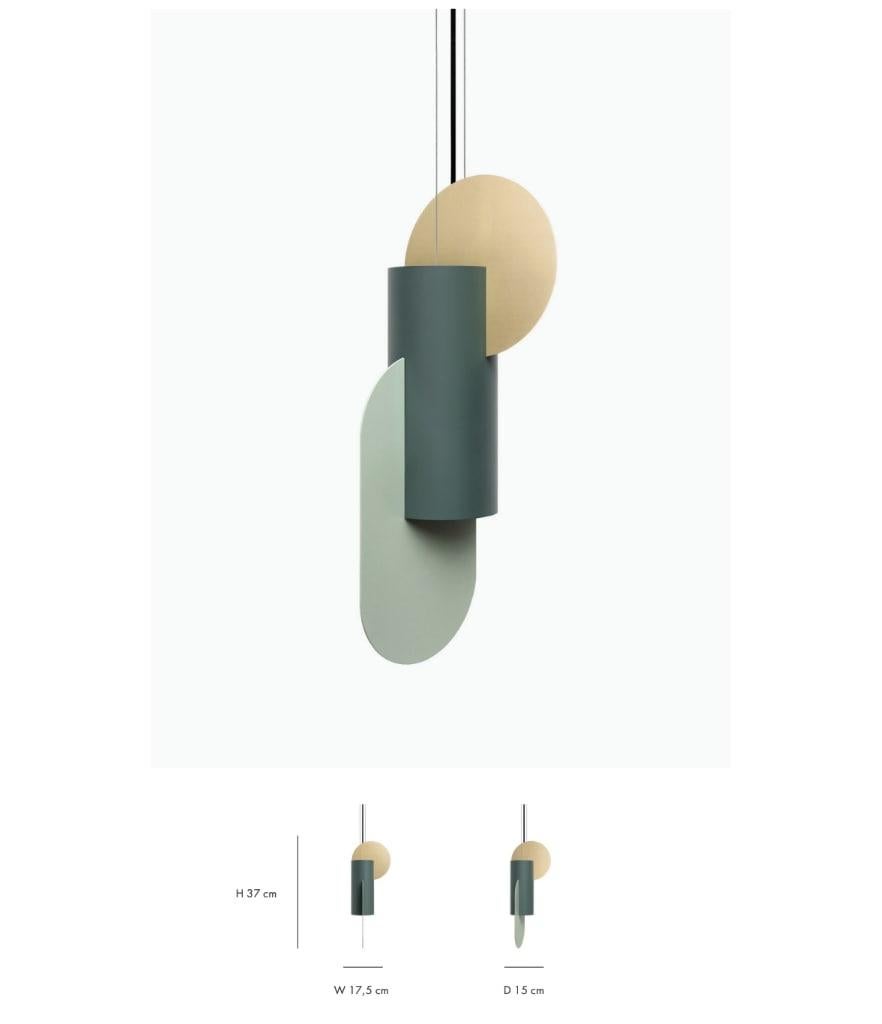 Set of Three Sculptural Pendant Lamps Suprematic by NOOM in Copper and Steel For Sale 2