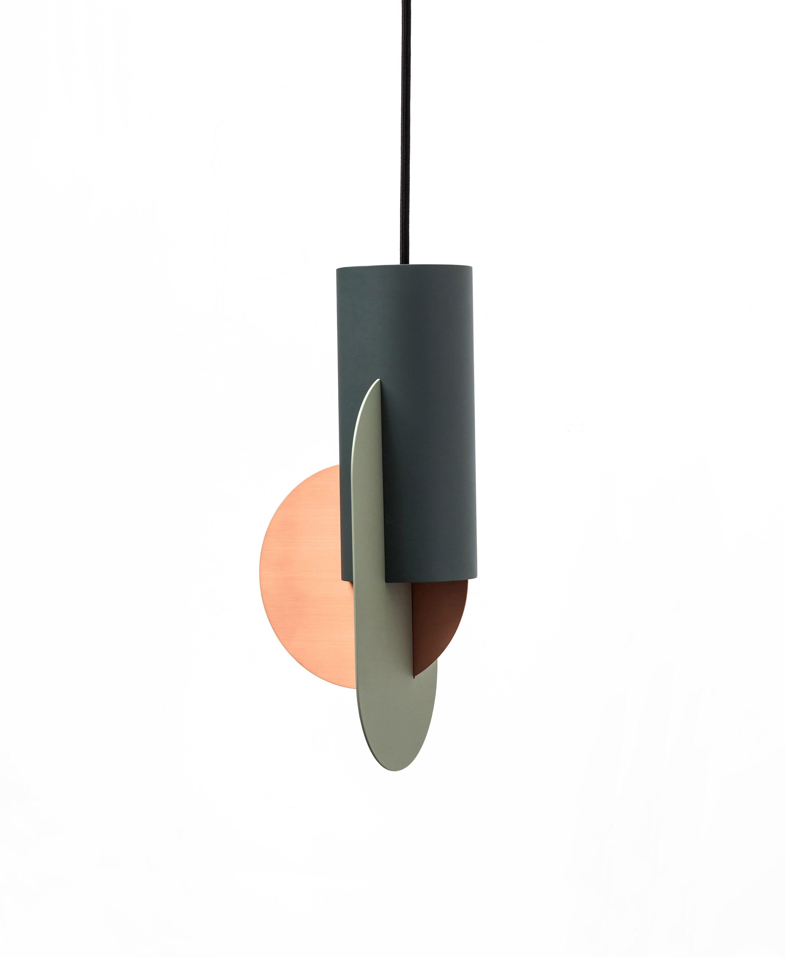 Modern Set of Three Contemporary Pendant Lamps Suprematic by NOOM in Copper and Steel