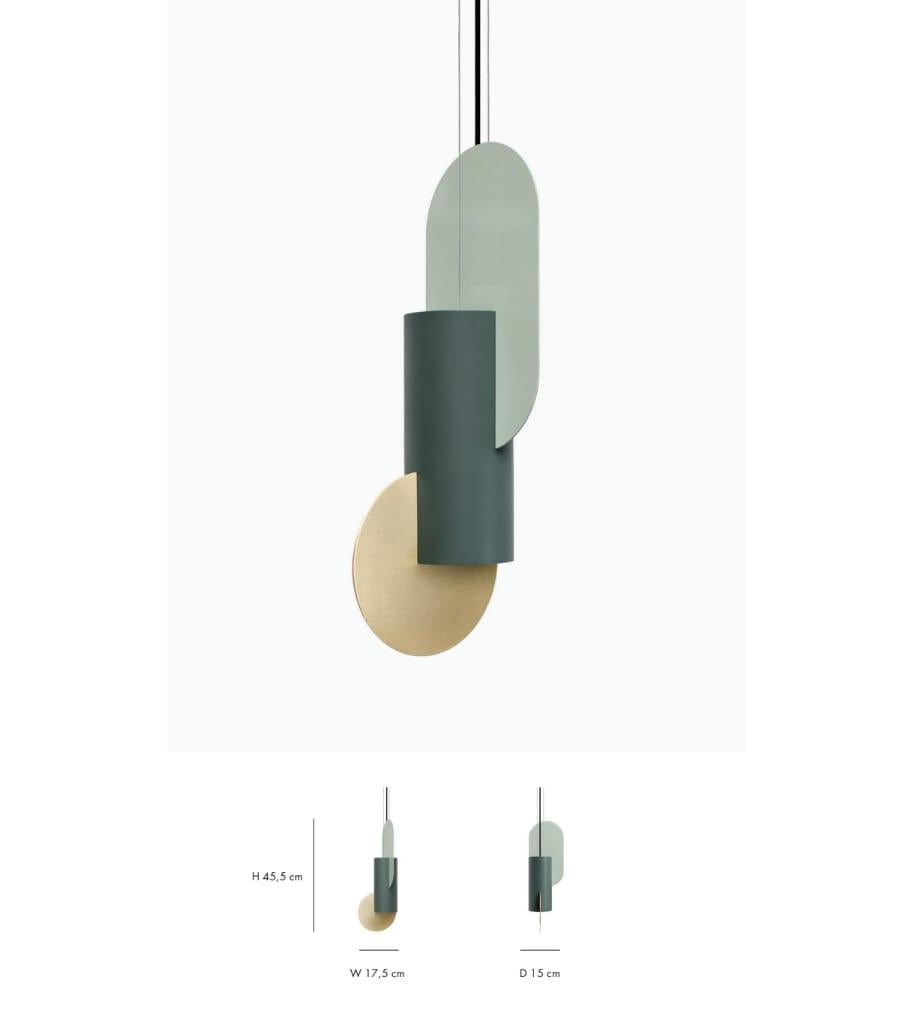 Contemporary Set of Three Sculptural Pendant Lamps Suprematic by NOOM in Copper and Steel For Sale