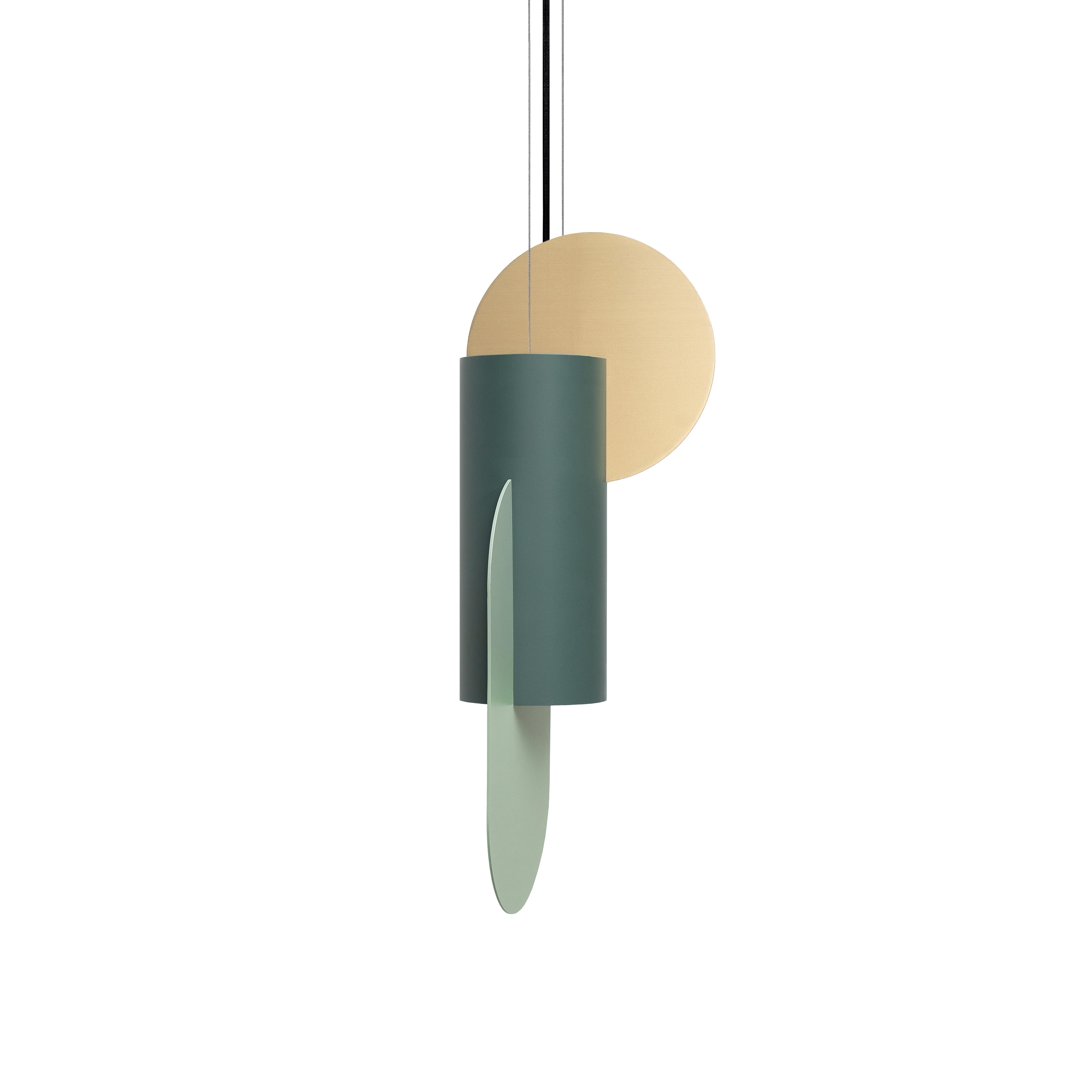 Modern Set of Three Contemporary Pendant Lamps Suprematic CS5 by NOOM in Brass & Steel