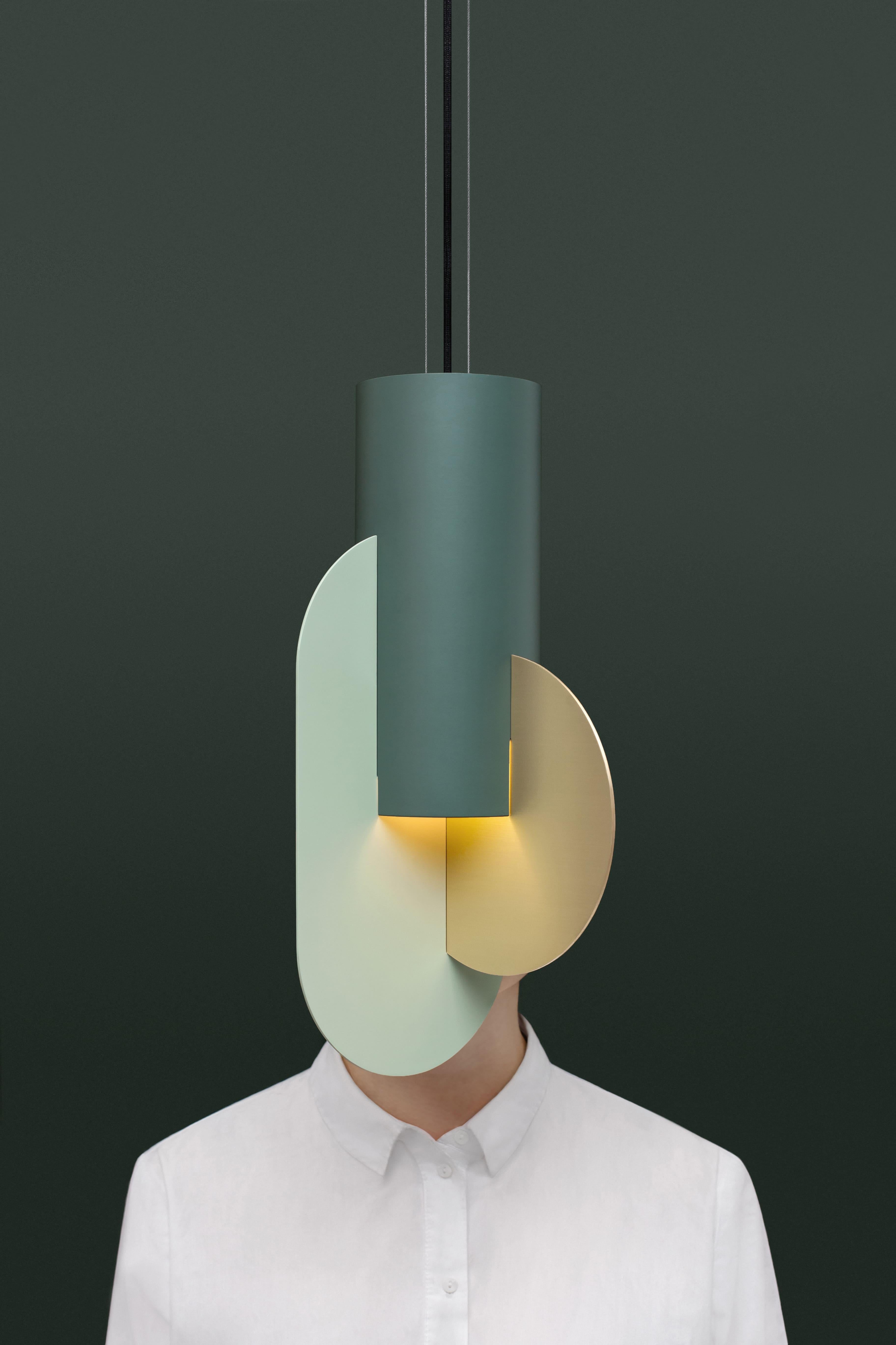 Ukrainian Set of Three Contemporary Pendant Lamps Suprematic CS5 by NOOM in Brass & Steel