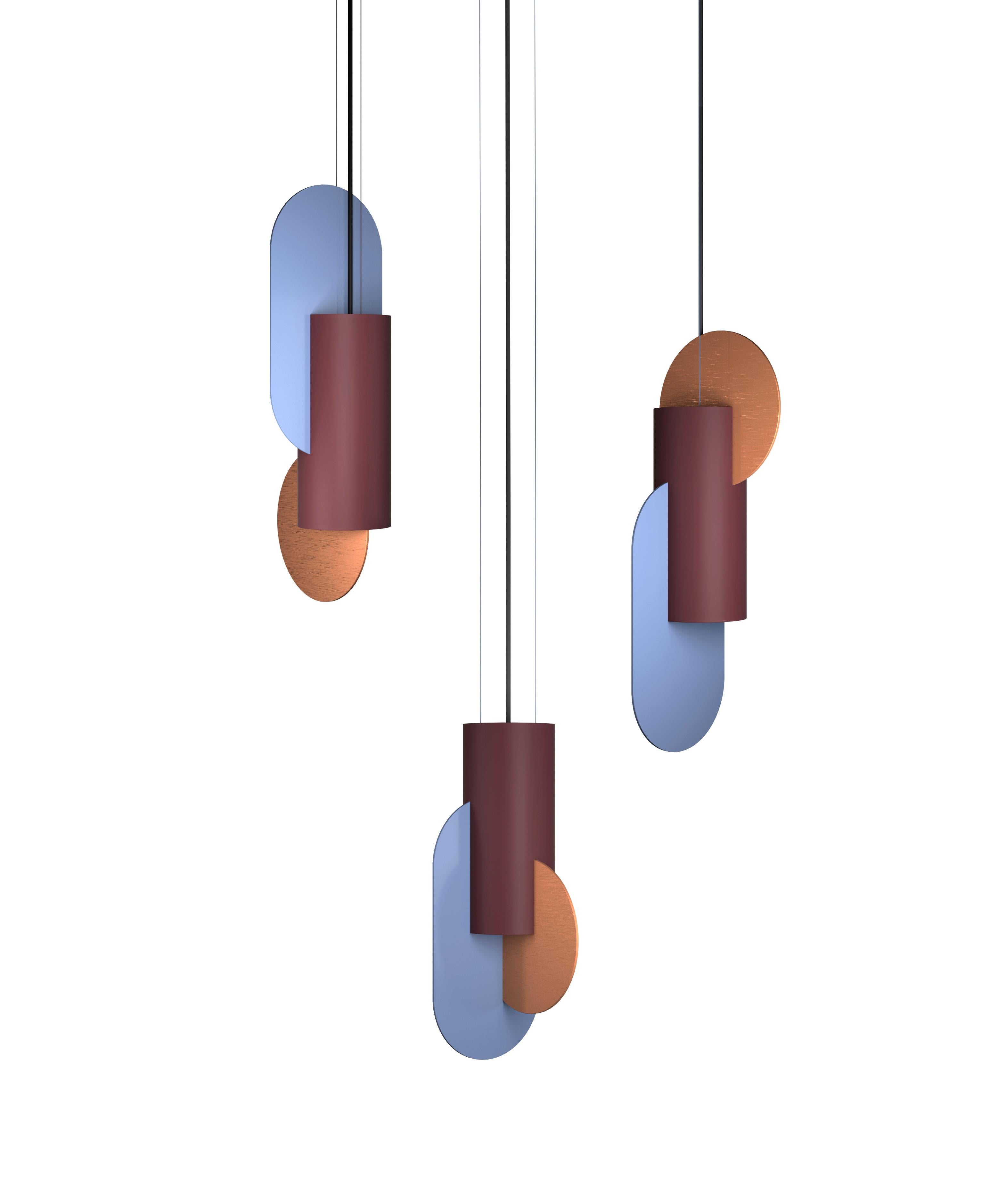 Set di tre lampade a sospensione contemporanee Suprematic CS6 di NOOM in ottone e acciaio in vendita 8