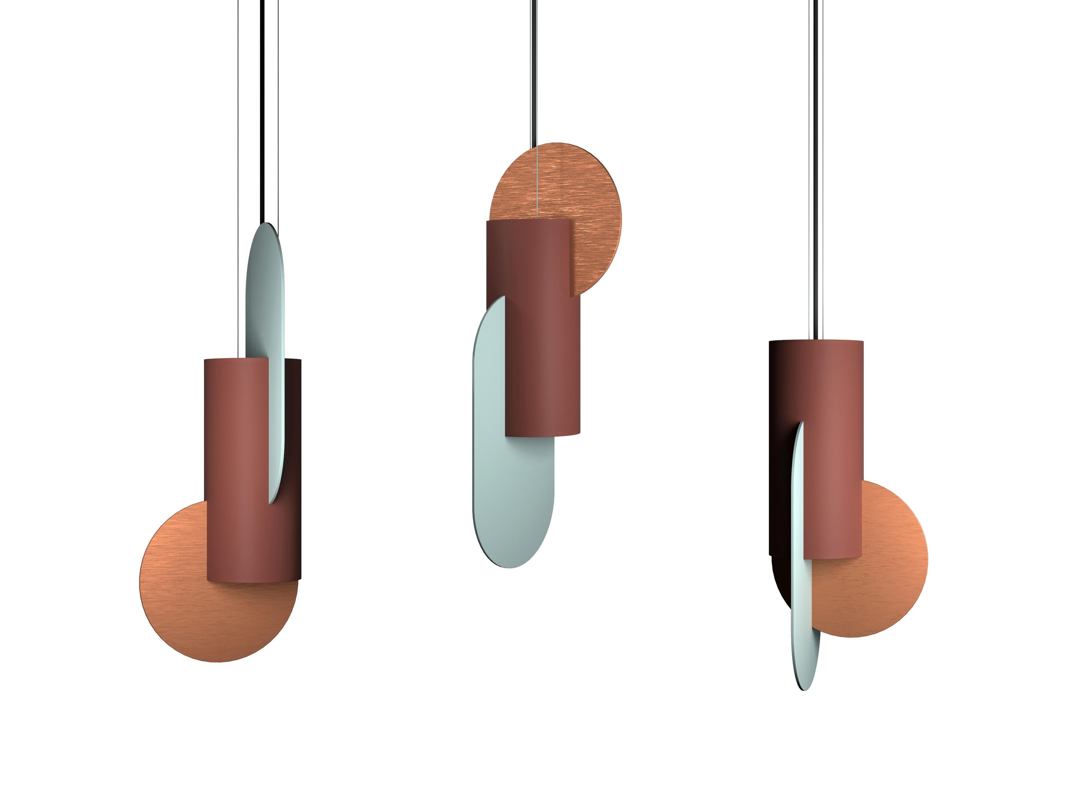 Set di tre lampade a sospensione contemporanee Suprematic CS6 di NOOM in ottone e acciaio in vendita 9