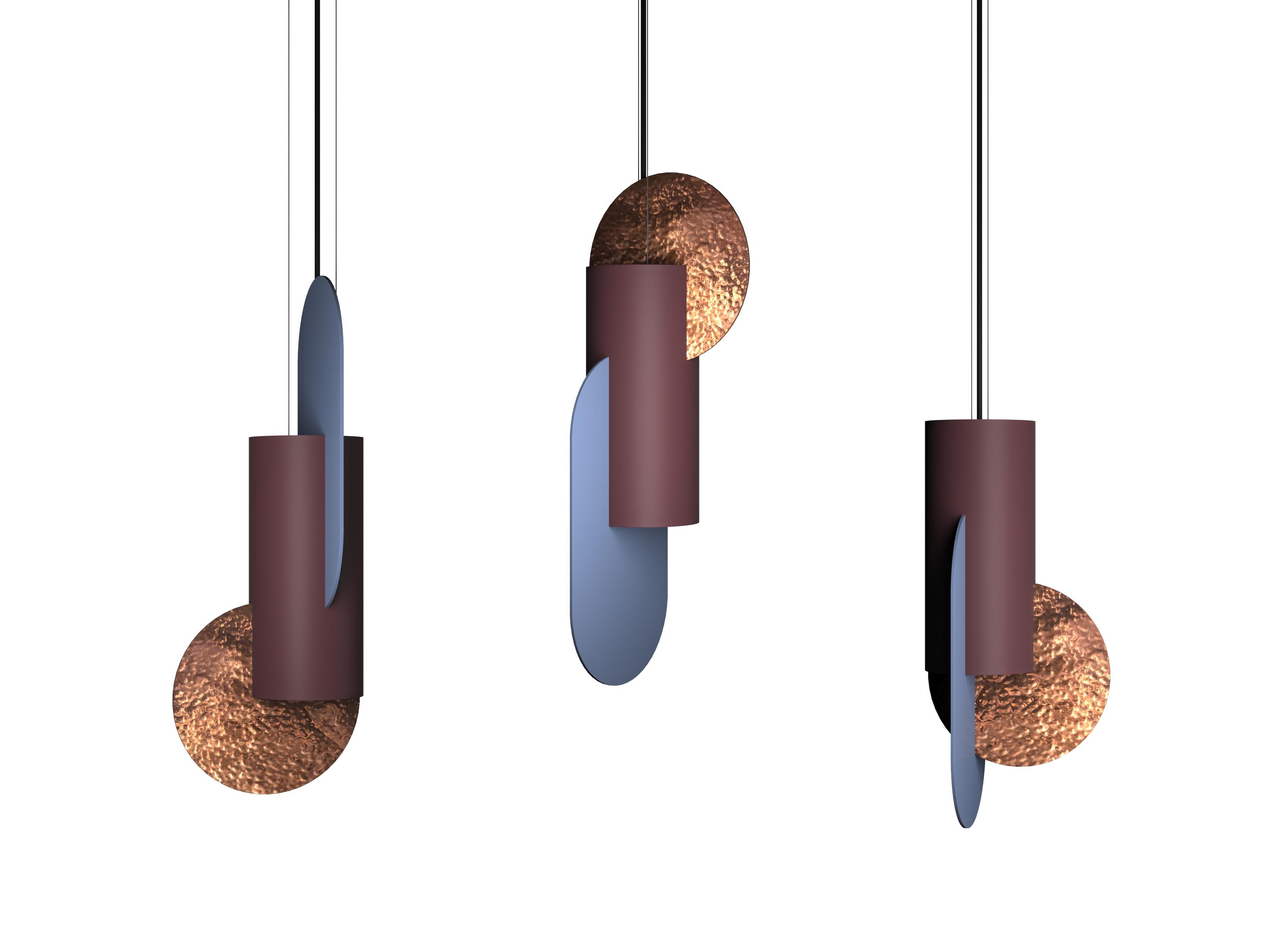 Set di tre lampade a sospensione contemporanee Suprematic CS6 di NOOM in ottone e acciaio in vendita 10