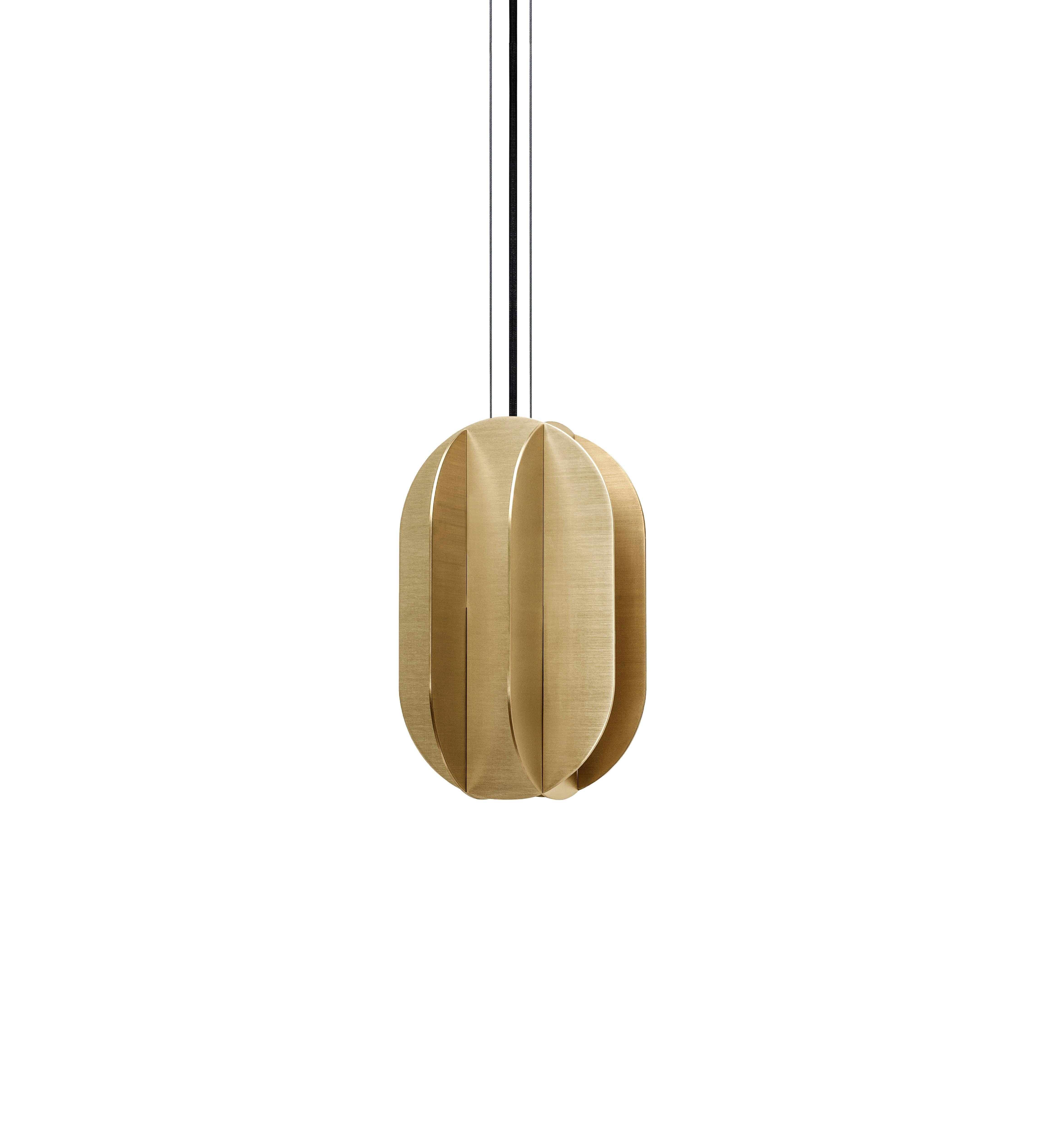 Brushed Set of Three Contemporary Pendants 'EL Lamp' CS1 by Noom, Brass For Sale