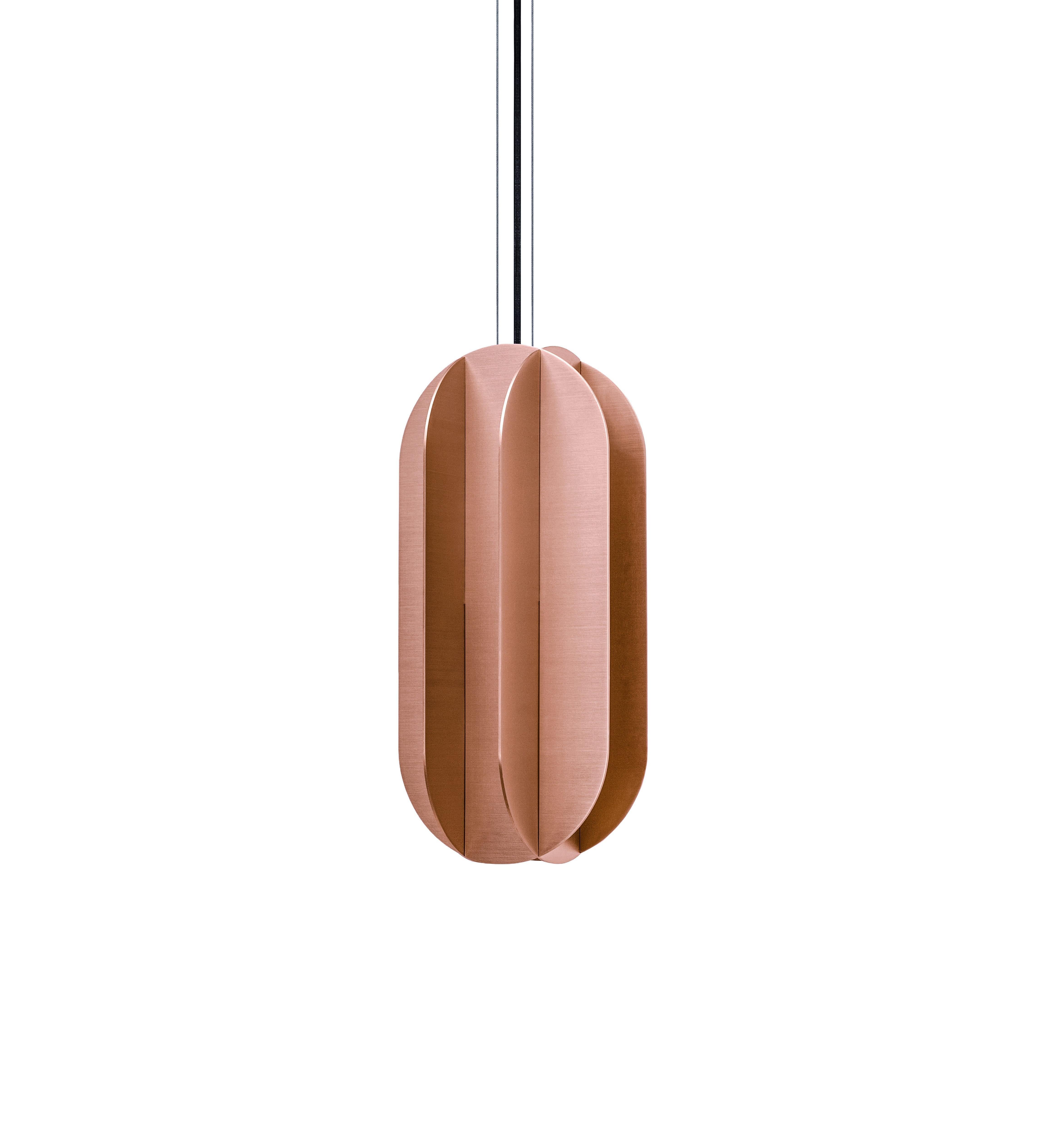 Set of Three Contemporary Pendants 'EL Lamp CS2' by NOOM, Copper For Sale 1