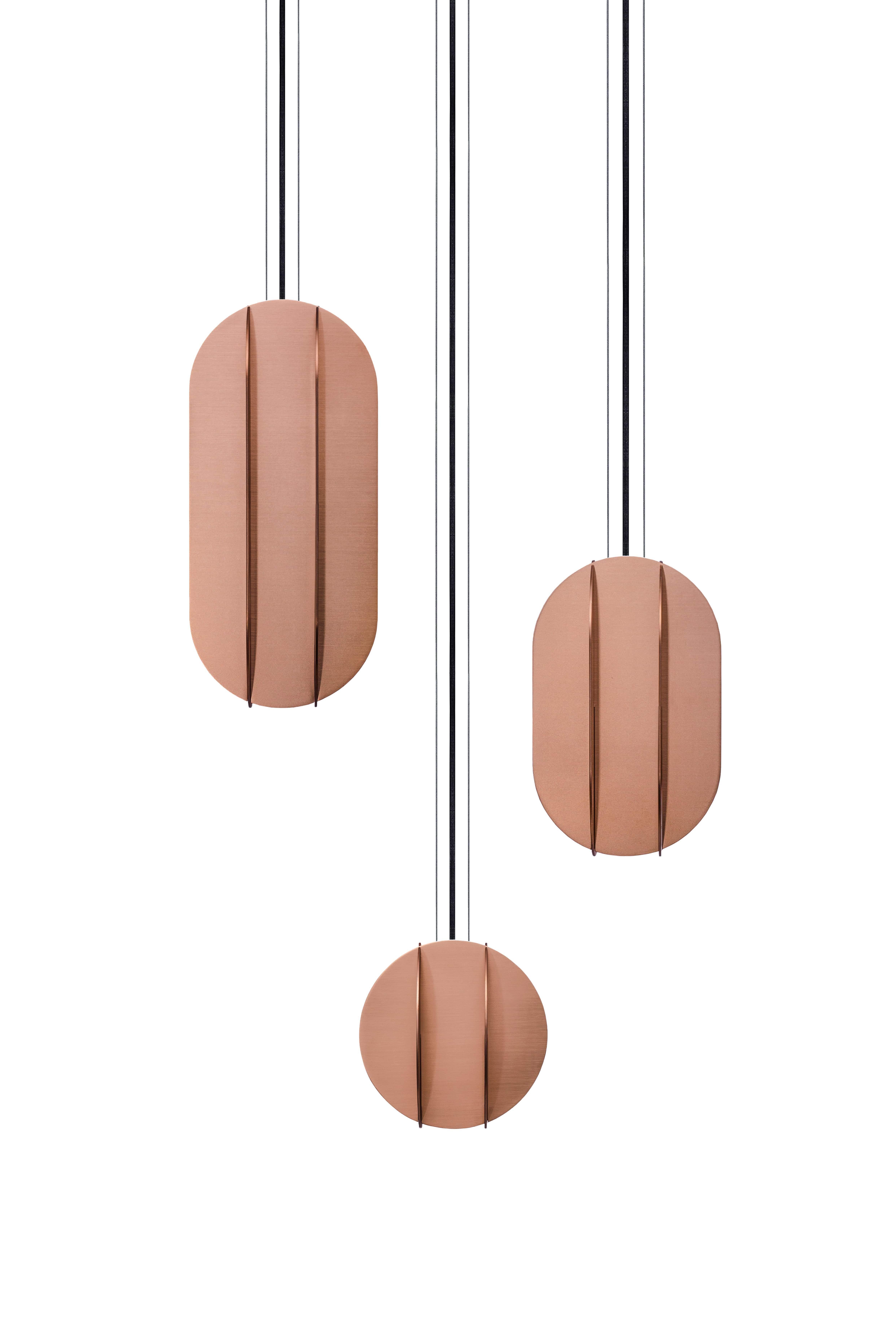Set of Three Contemporary Small Pendants 'EL Lamp CS3' by NOOM, Steel  For Sale 9