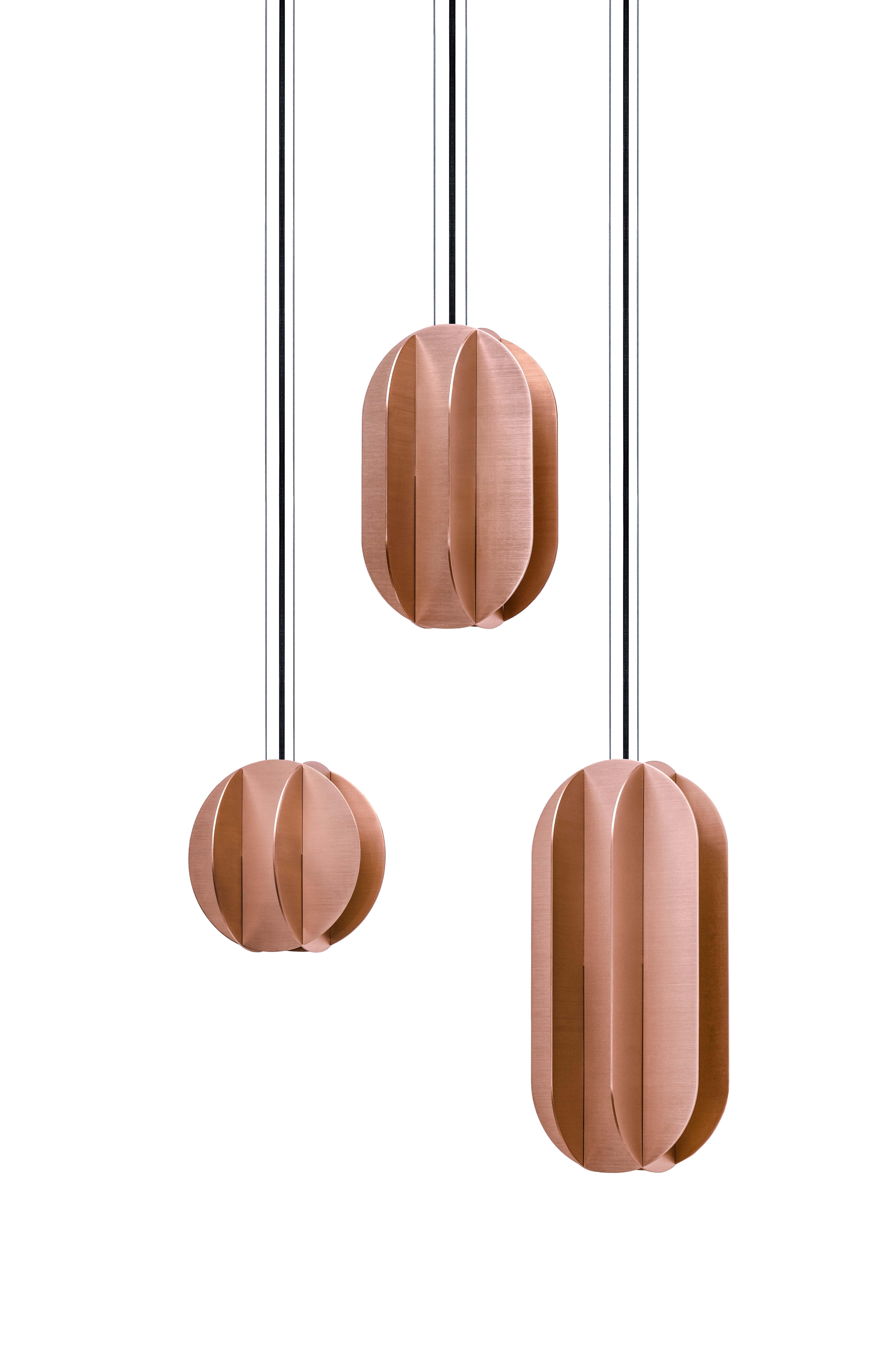 Set of Three Contemporary Small Pendants 'EL Lamp CS3' by NOOM, Steel  For Sale 10