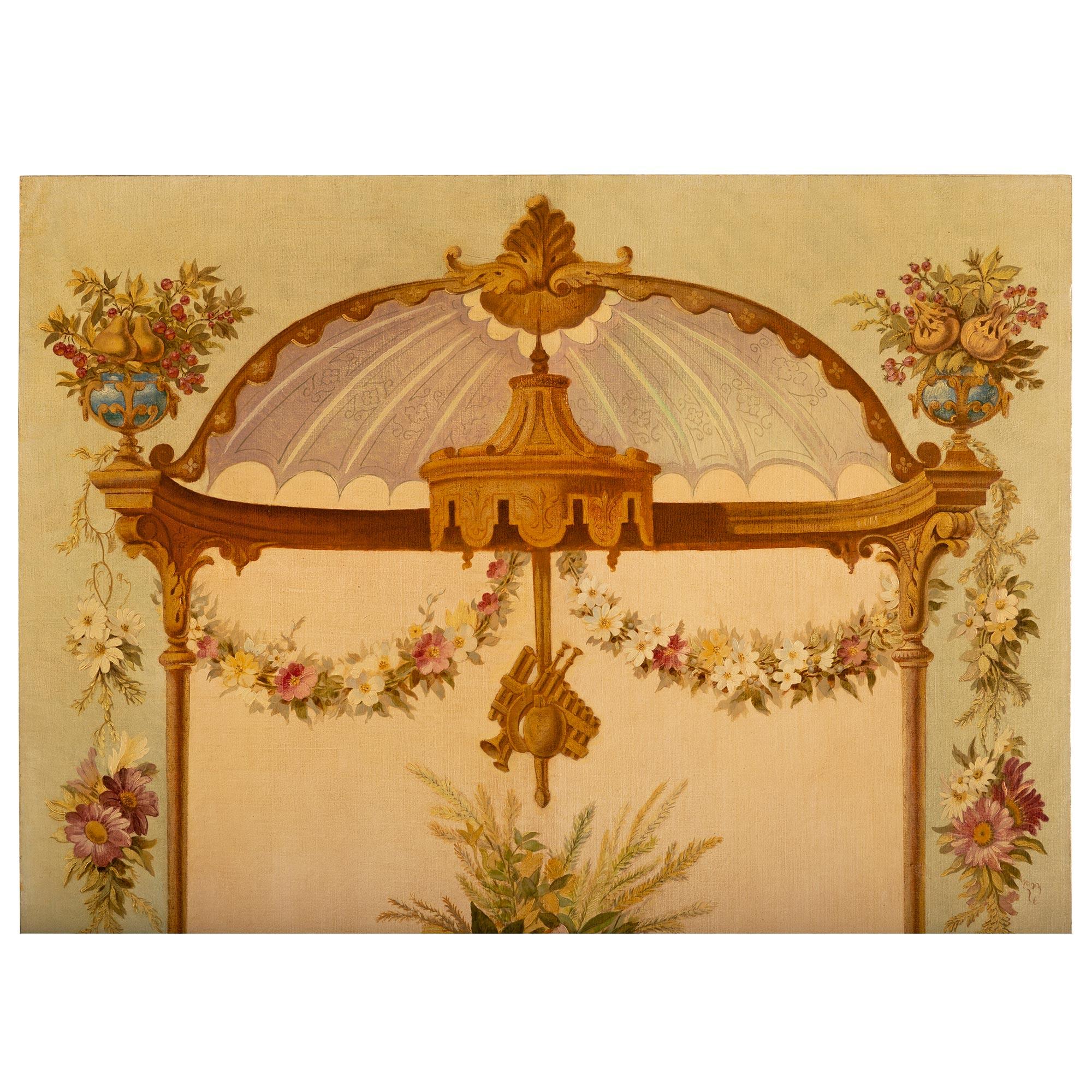 Unknown Set of Three Continental 20th Century Louis XVI St. Hand Painted Wall Panels For Sale