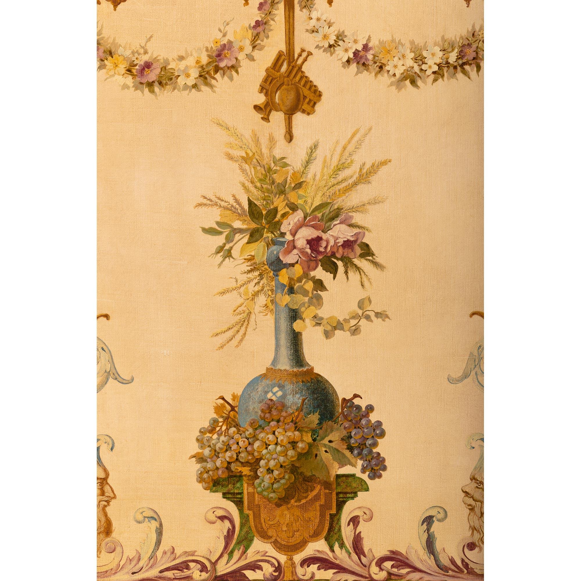 Set of Three Continental 20th Century Louis XVI St. Hand Painted Wall Panels For Sale 1