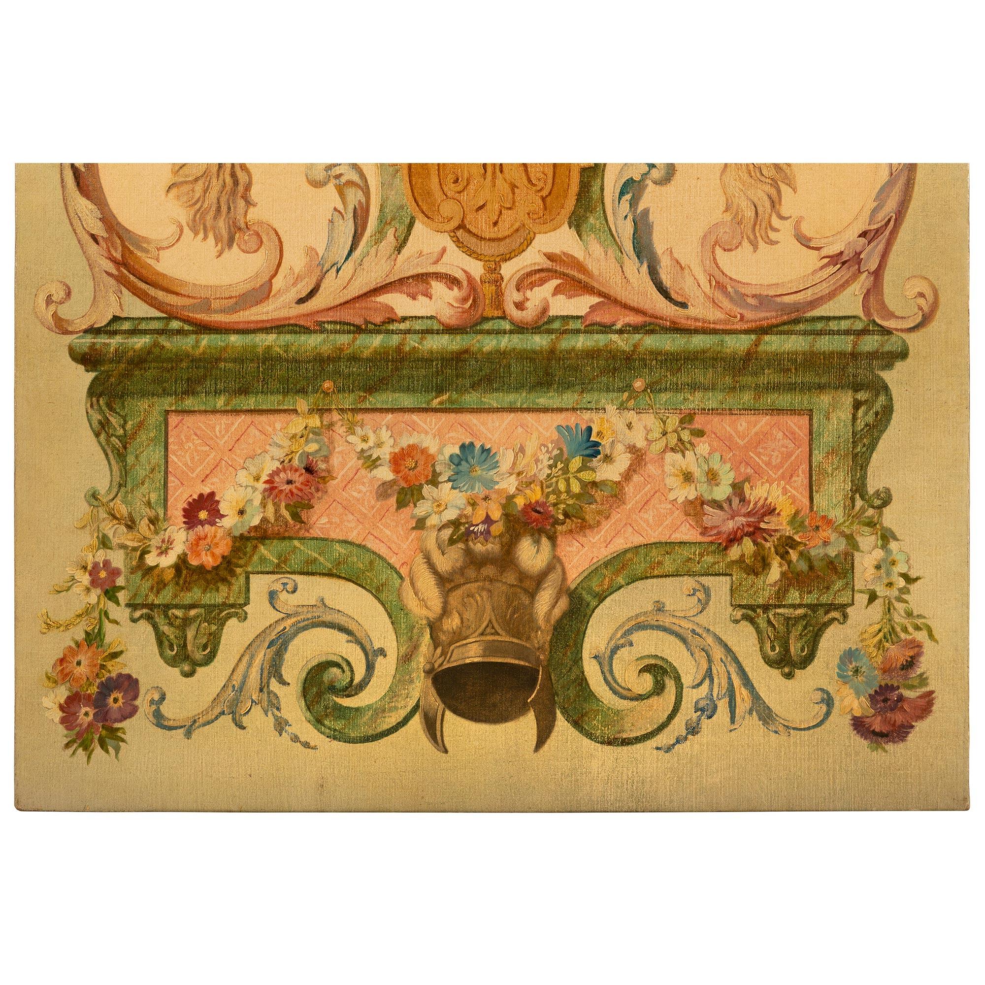Set of Three Continental 20th Century Louis XVI St. Hand Painted Wall Panels For Sale 2