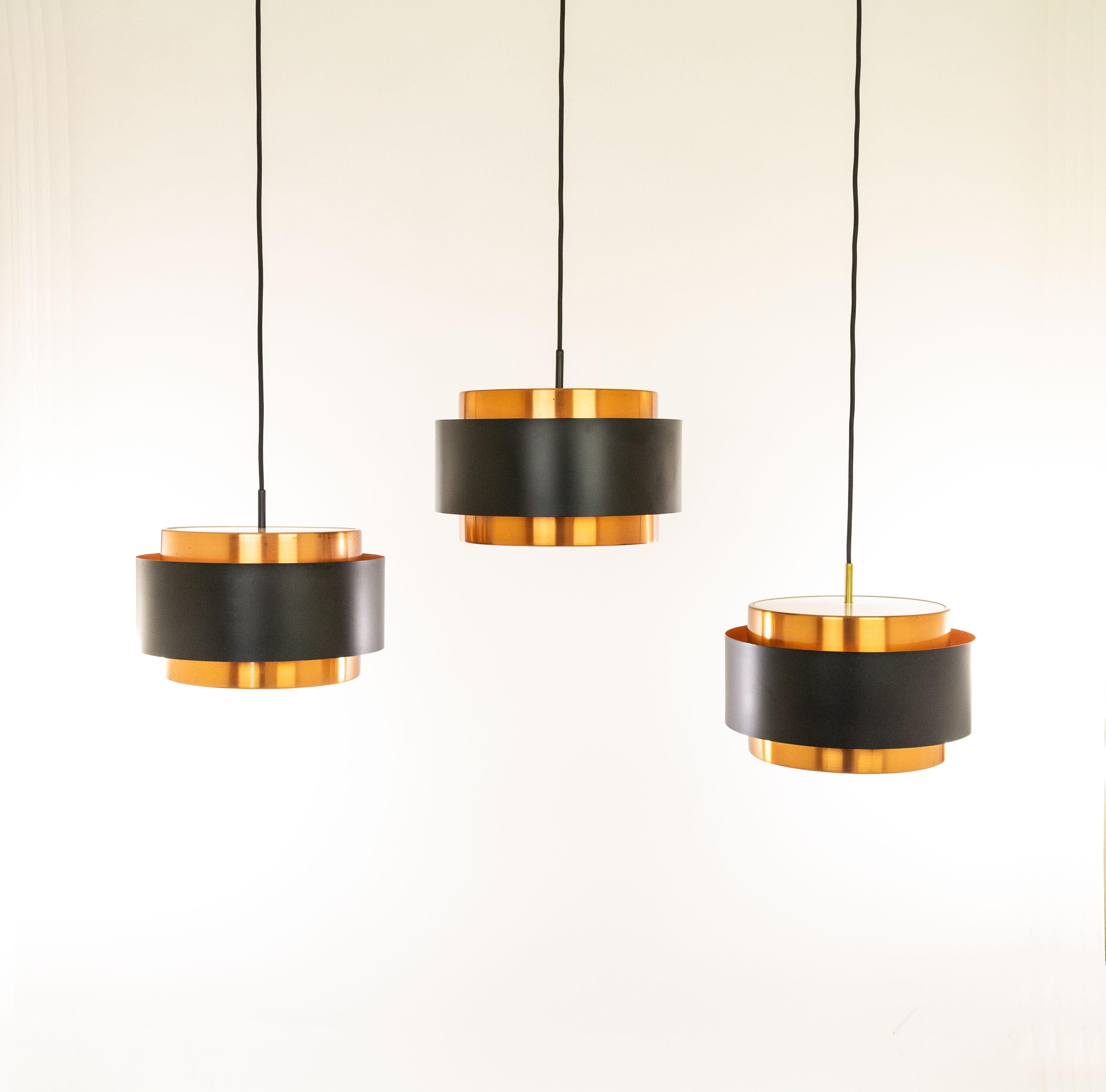 Danish Set of three Copper 'Saturn' Pendants by Jo Hammerborg for Fog & Mørup, 1960s