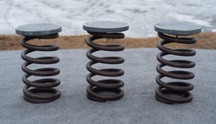 Set of Three Counter Height Steel & Iron Spring Stools by Restoration Hardware