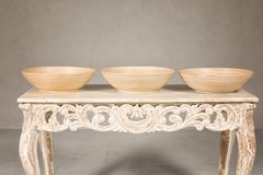 Ensemble de trois bols décoratifs vintage en roseau tissé de style campagnard dans les tons crème
