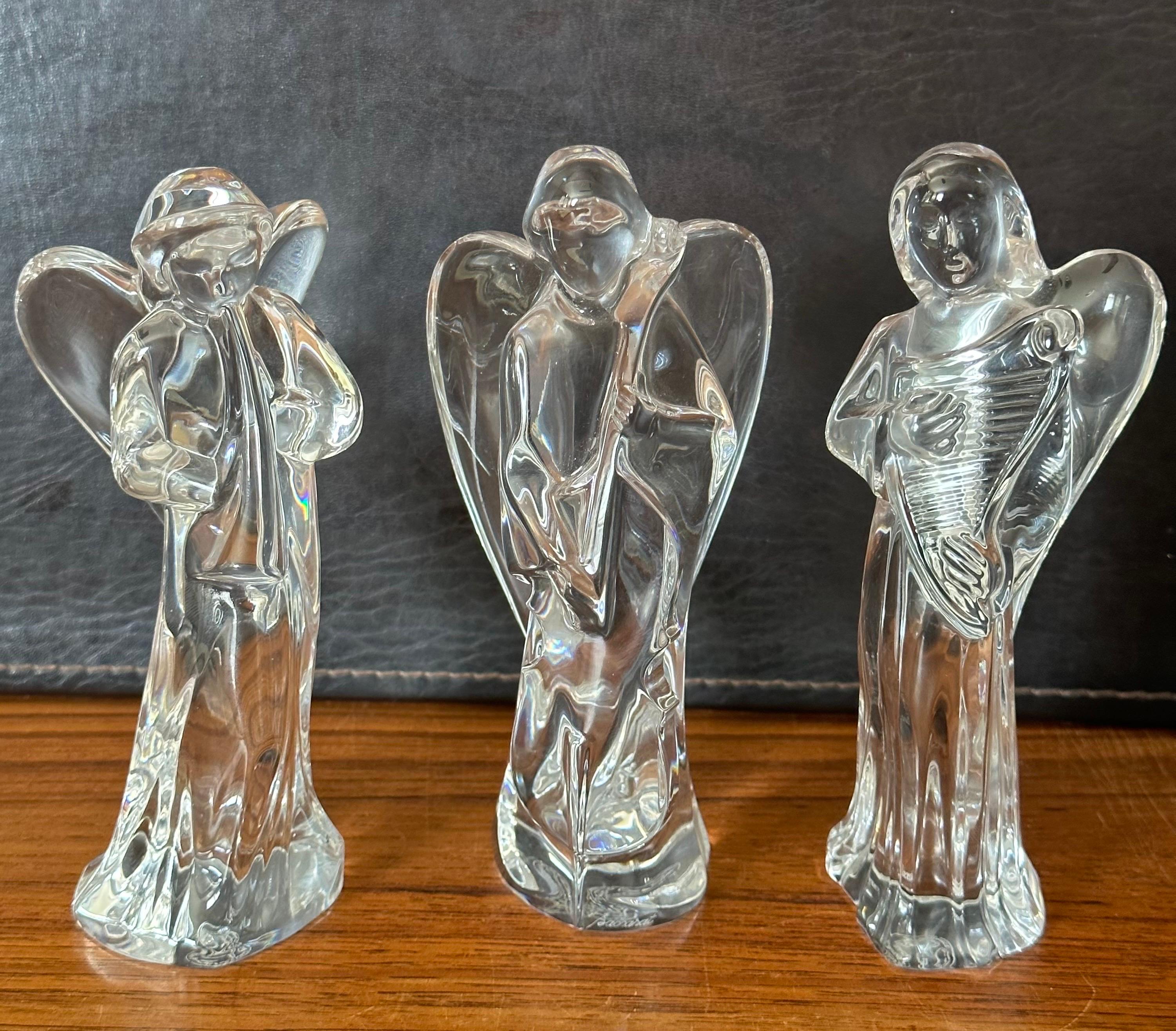 Set of Three Crystal Angels Playing Instruments by Baccarat For Sale 3
