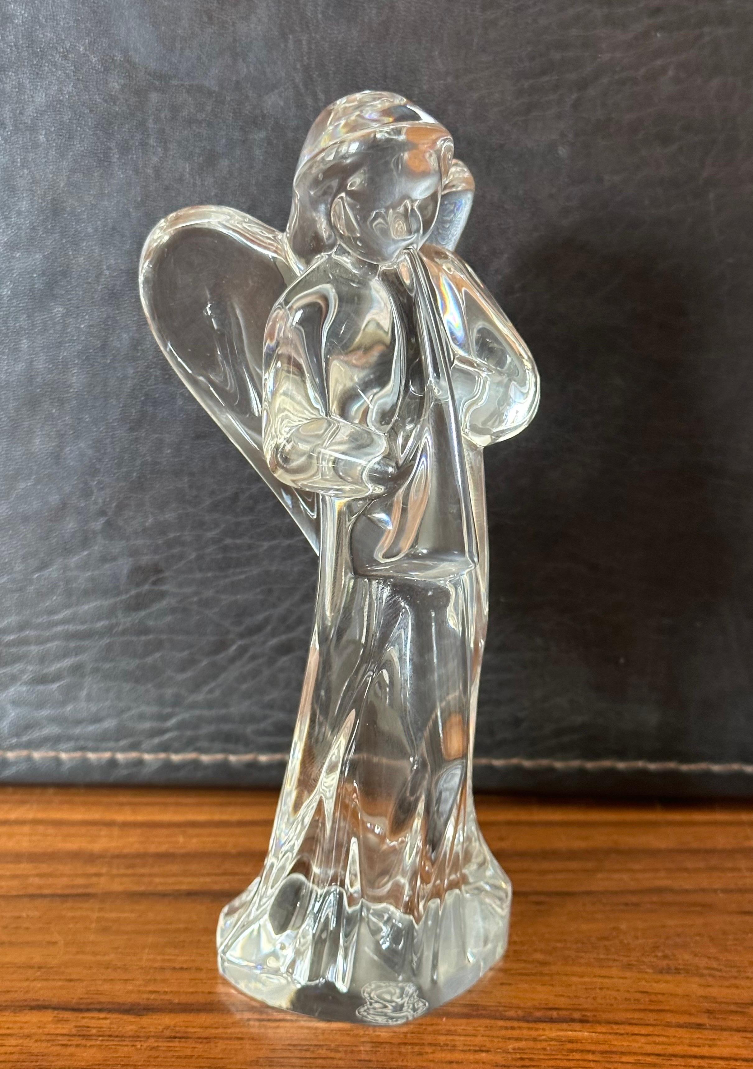 Set of Three Crystal Angels Playing Instruments by Baccarat In Good Condition For Sale In San Diego, CA