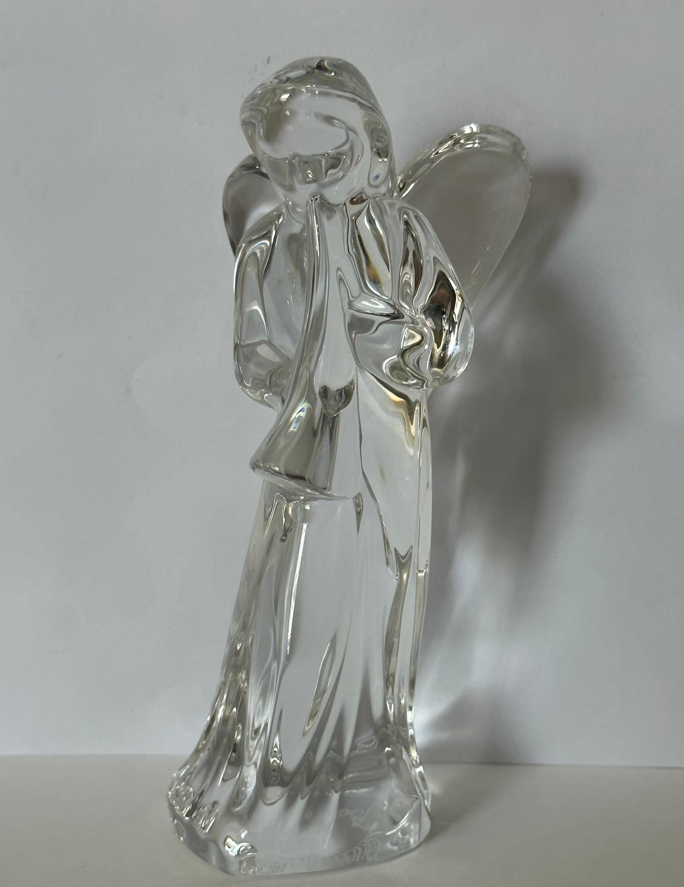 20th Century Set of Three Crystal Angels Playing Instruments by Baccarat For Sale