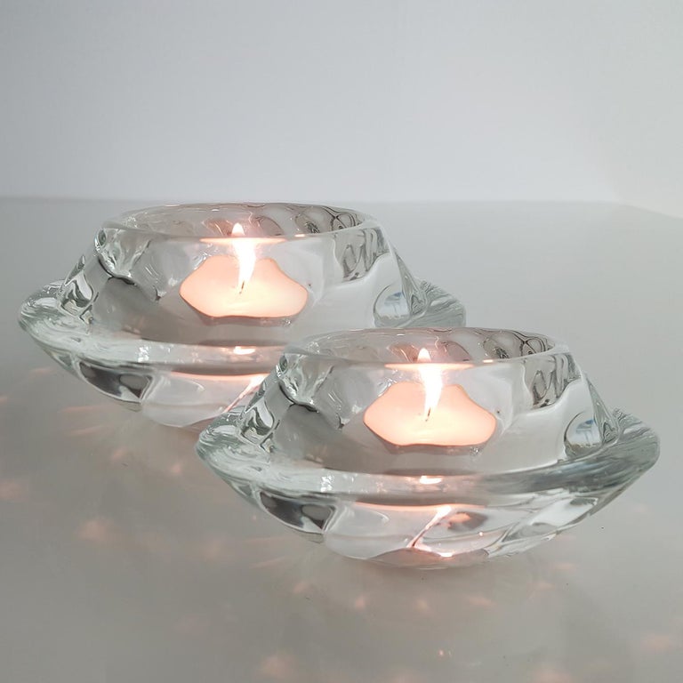 Set of Three Crystal Glass Votive Candle Holders by Royal Copenhagen