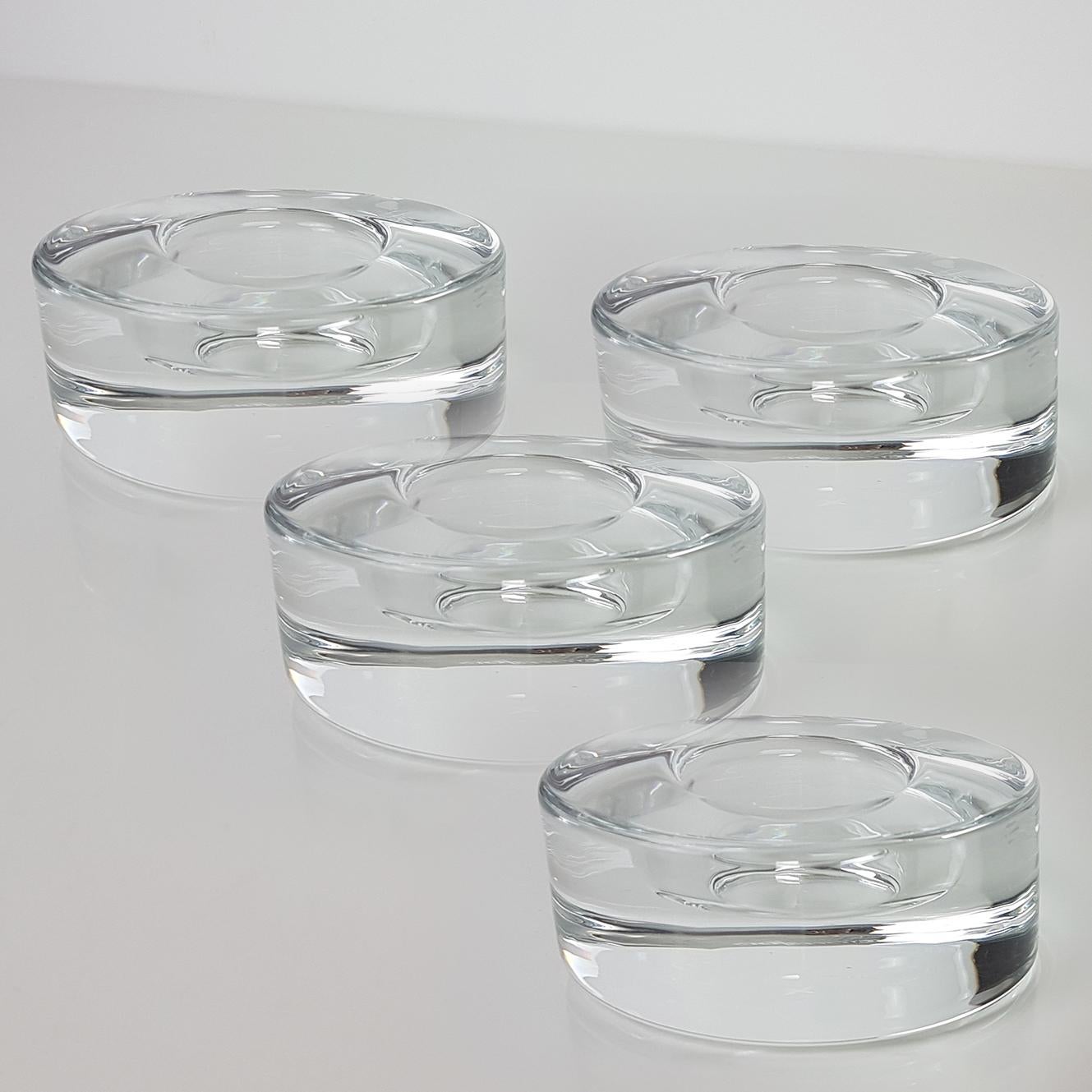 Modern Set of Three Crystal Glass Votive Candleholders by Kosta Boda for Orrefors