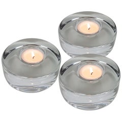 Set of Three Crystal Glass Votive Candleholders by Kosta Boda for Orrefors