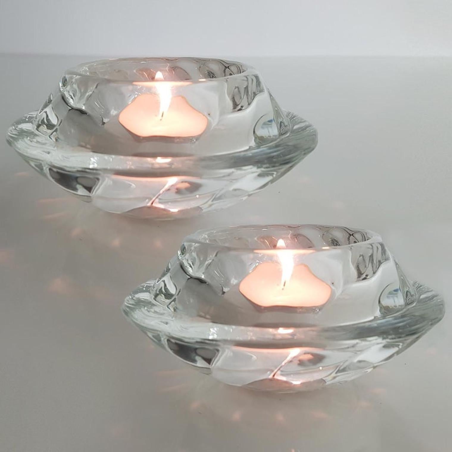 Modern Set of Three Crystal Glass Votive Candleholders by Royal Copenhagen For Sale