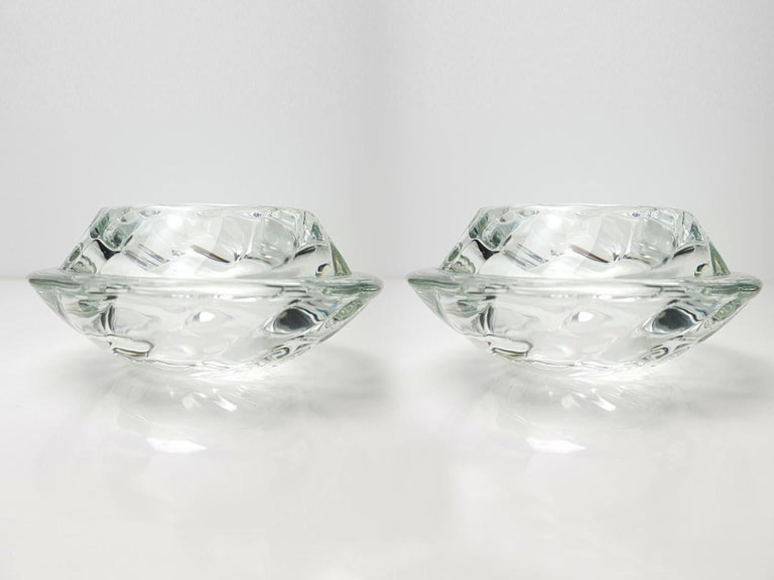 Danish Set of Three Crystal Glass Votive Candleholders by Royal Copenhagen For Sale