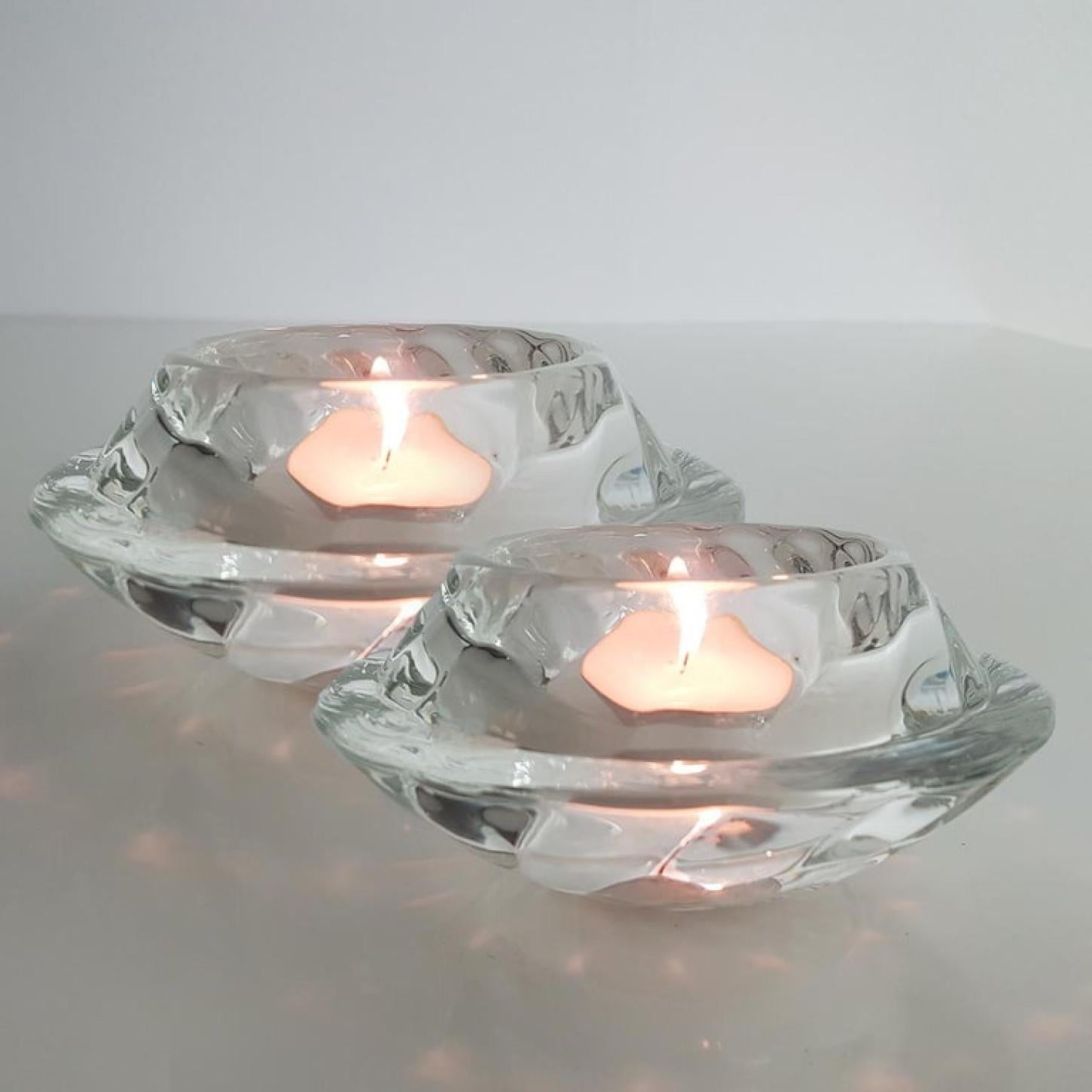 Late 20th Century Set of Three Crystal Glass Votive Candleholders by Royal Copenhagen For Sale