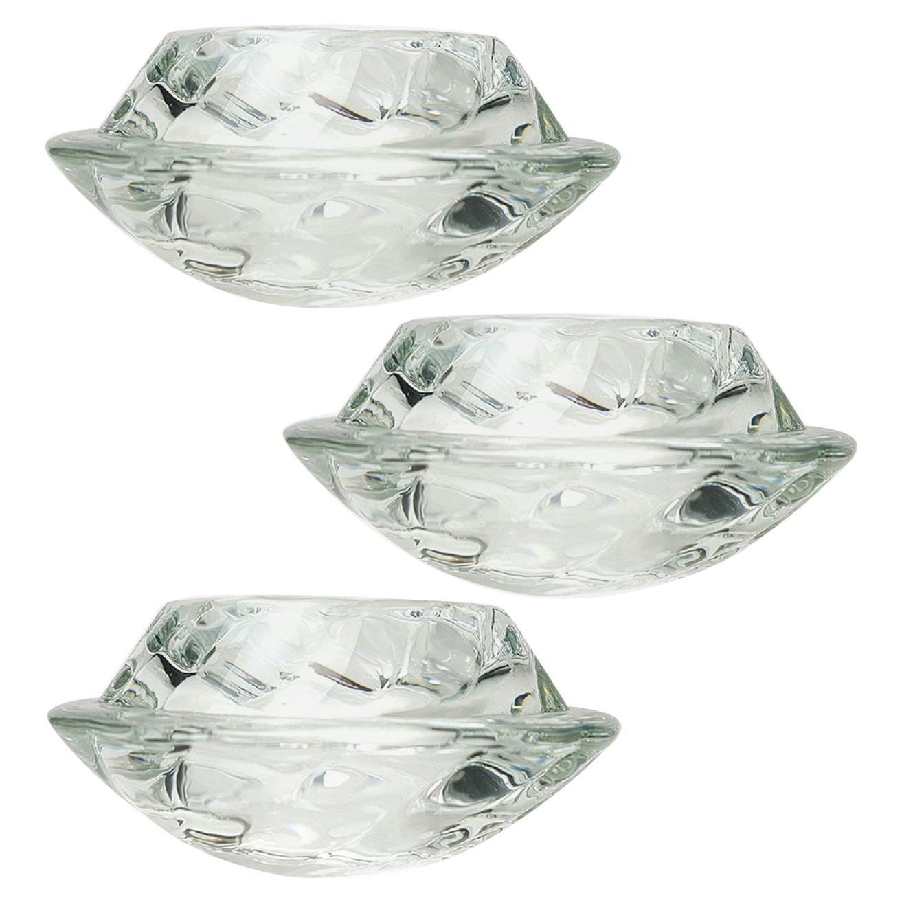 Set of Three Crystal Glass Votive Candleholders by Royal Copenhagen