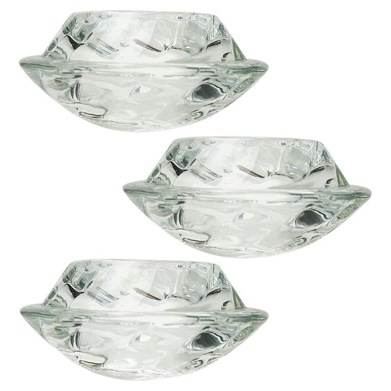 Set of Three Crystal Glass Votive Candleholders by Royal Copenhagen For Sale