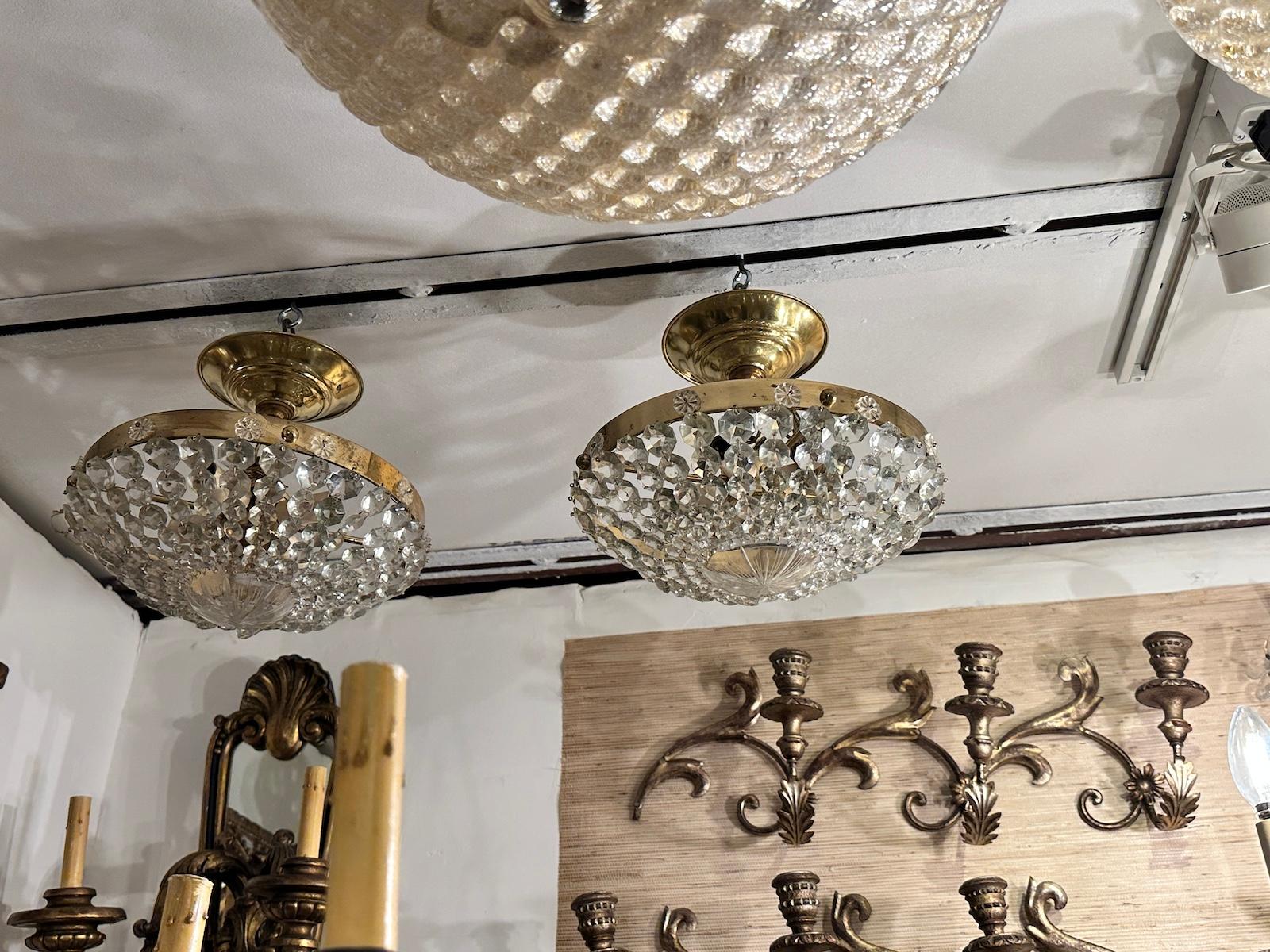 Gilt Set of Crystal Light Fixtures, Sold Individually For Sale