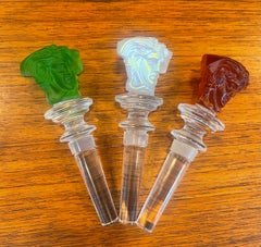 Set of Three Crystal "Medussa" Bottle / Wine Stoppers by Versace for Rosenthal