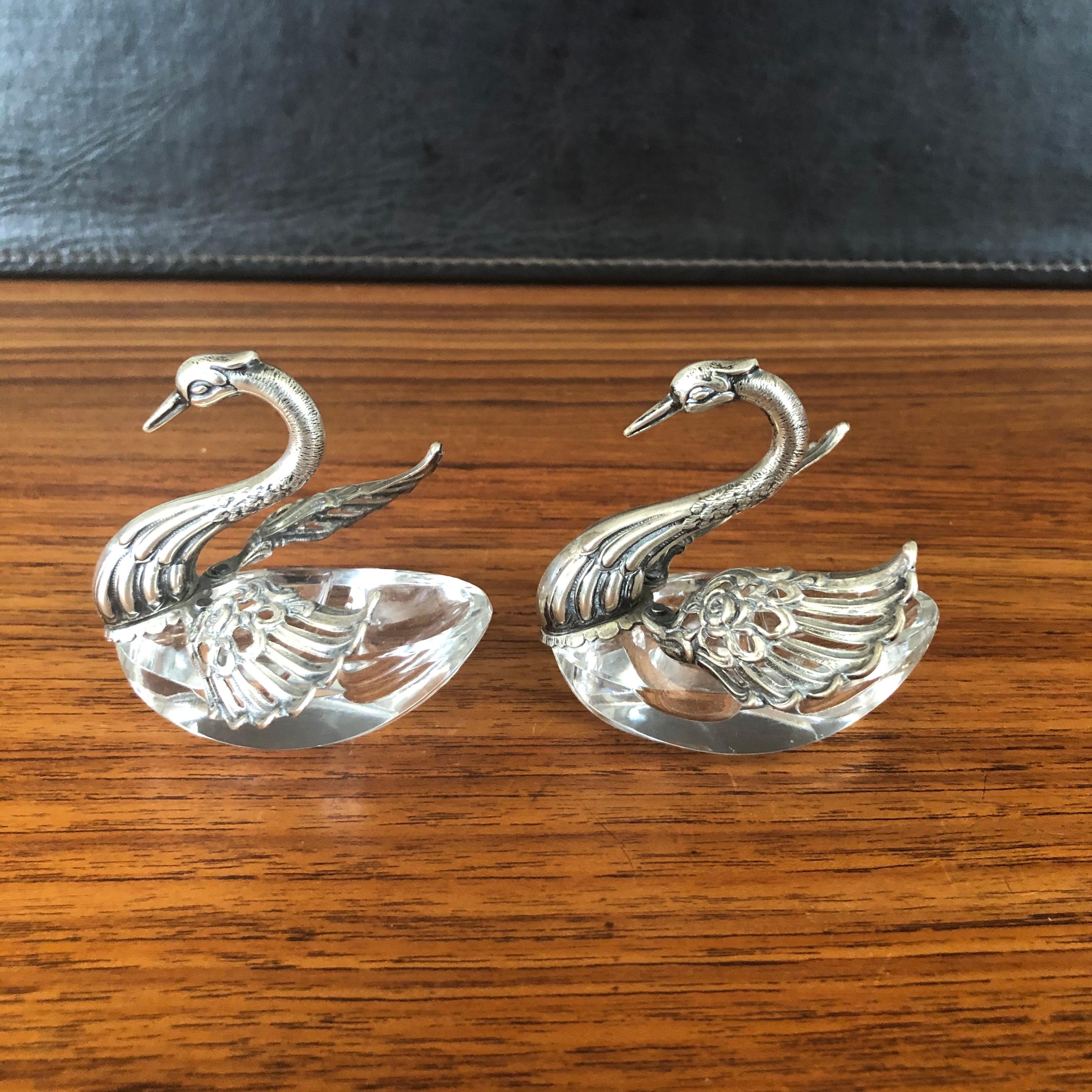 Set of Three Crystal and Silver German Swan Sculptures by Albert Bodemer 'ALBO' For Sale 5