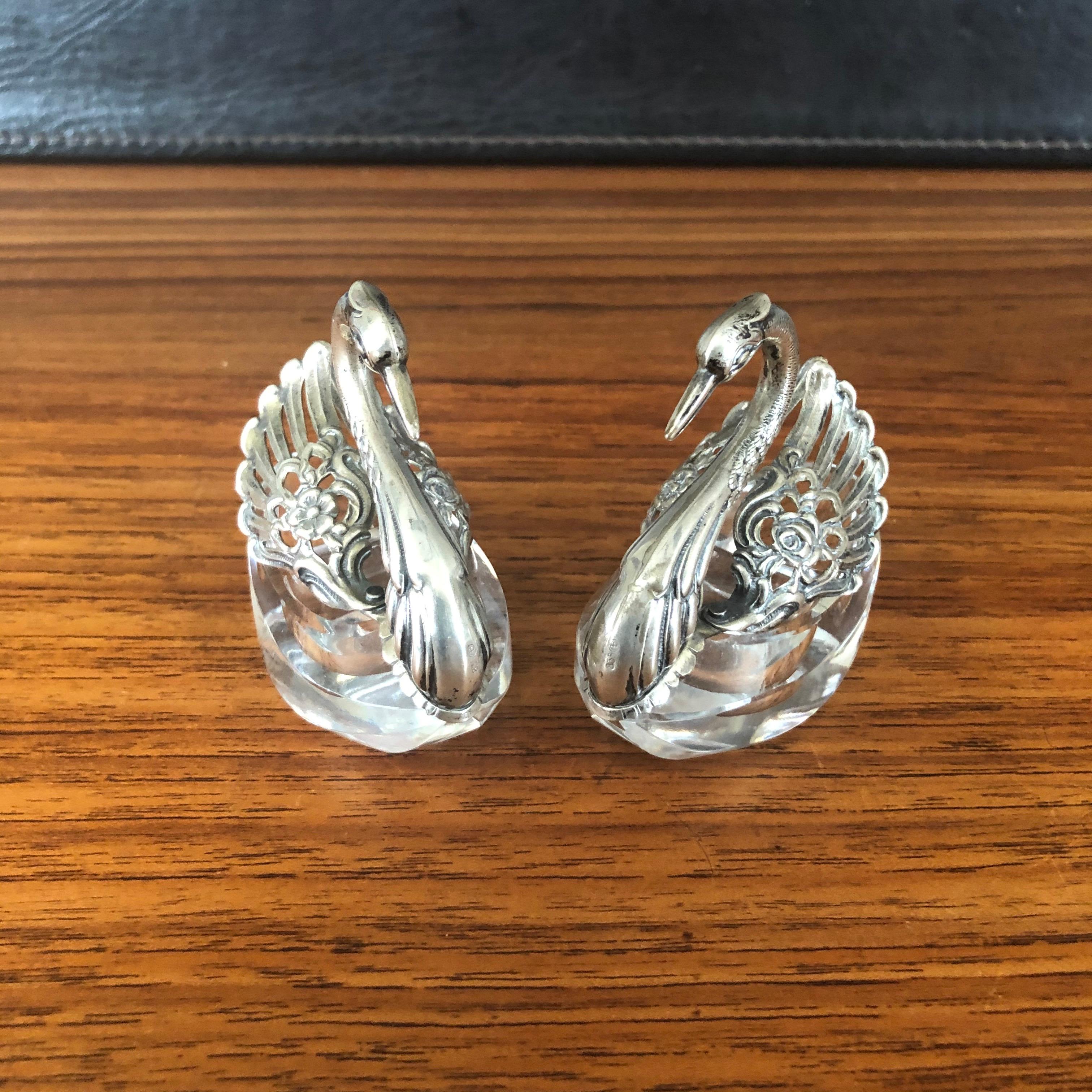 Set of Three Crystal and Silver German Swan Sculptures by Albert Bodemer 'ALBO' For Sale 6