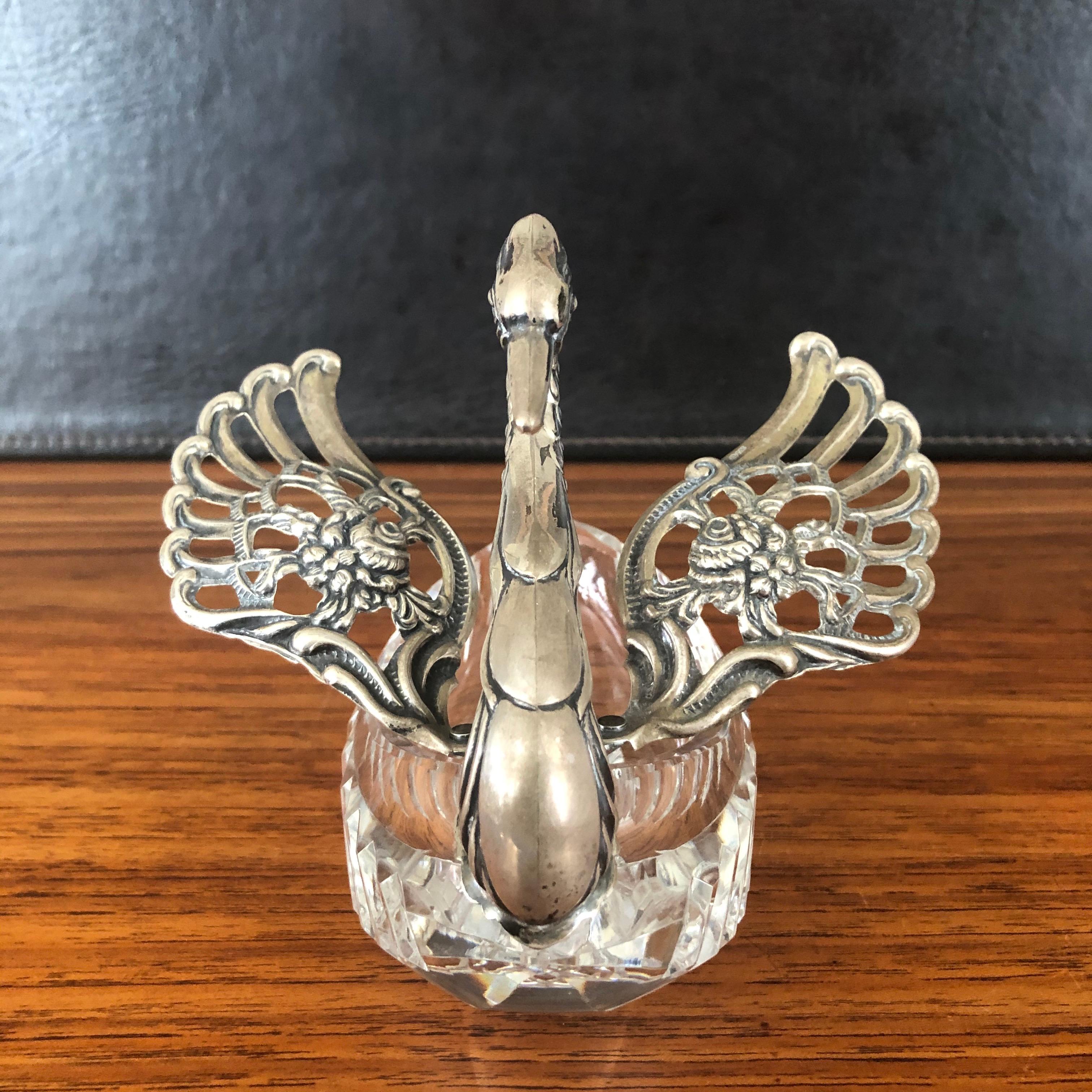 Set of Three Crystal and Silver German Swan Sculptures by Albert Bodemer 'ALBO' For Sale 1
