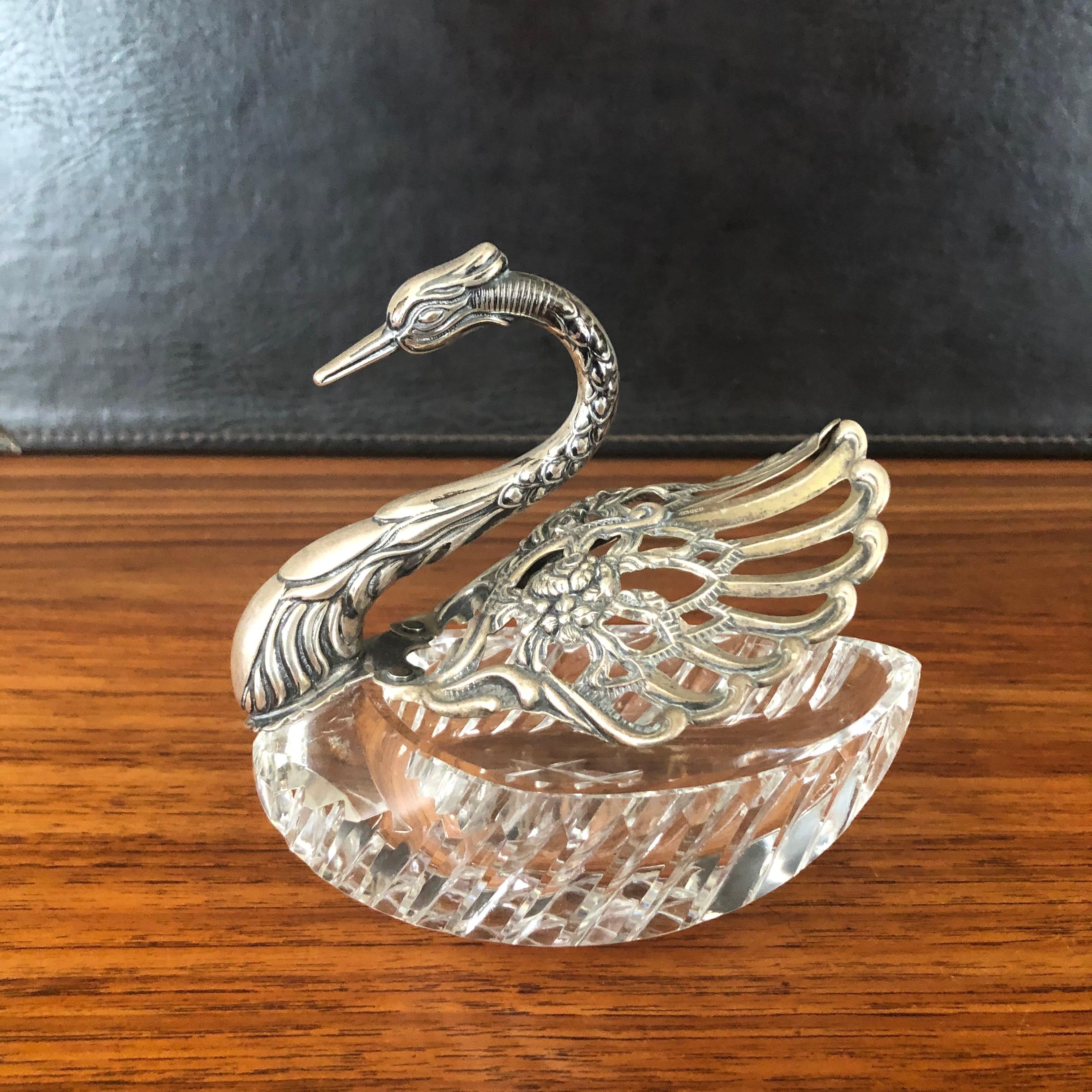 Set of Three Crystal and Silver German Swan Sculptures by Albert Bodemer 'ALBO' For Sale 3