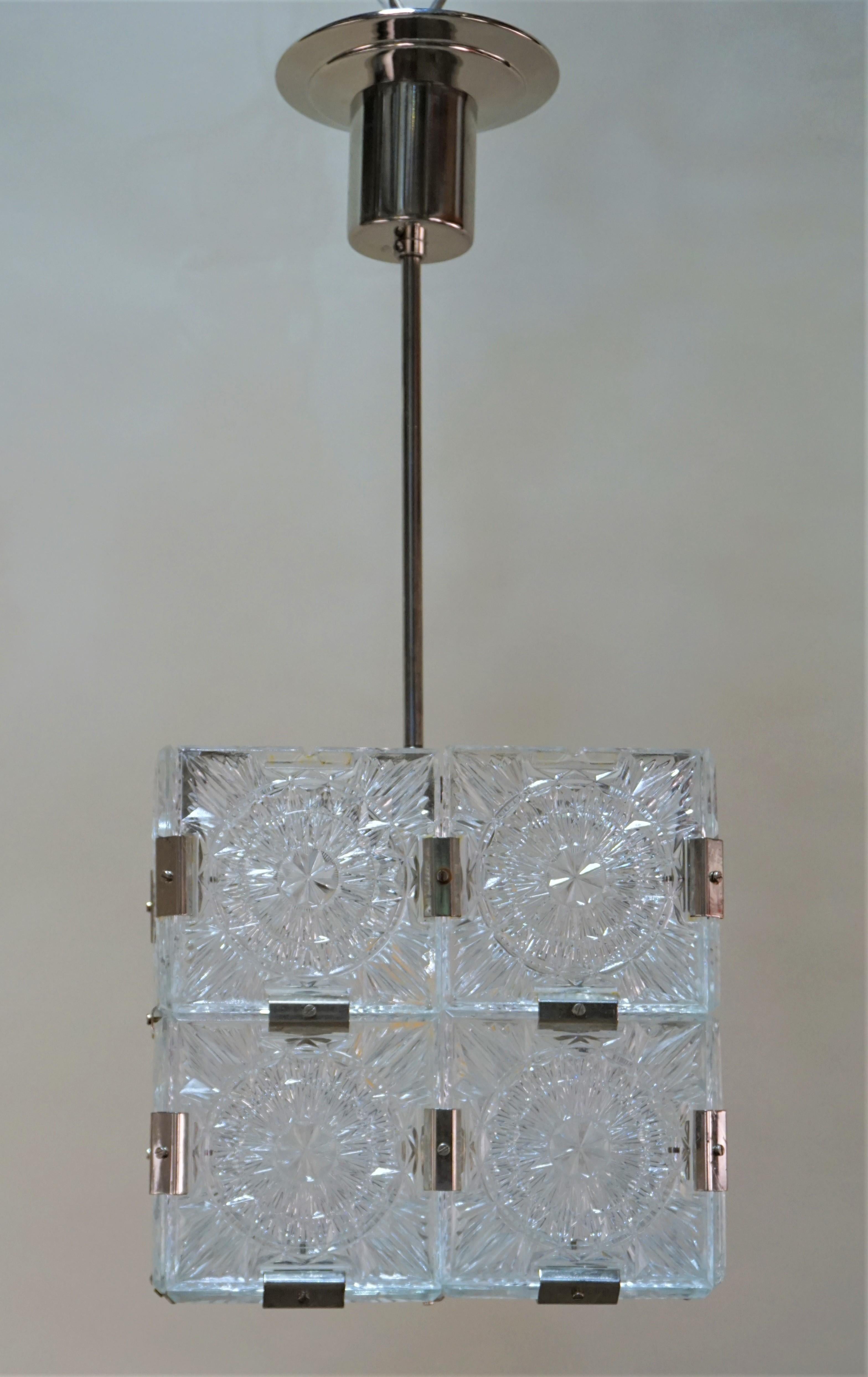 Mid-20th Century Set of Two Cubic Pendant Lights by Kamenicky