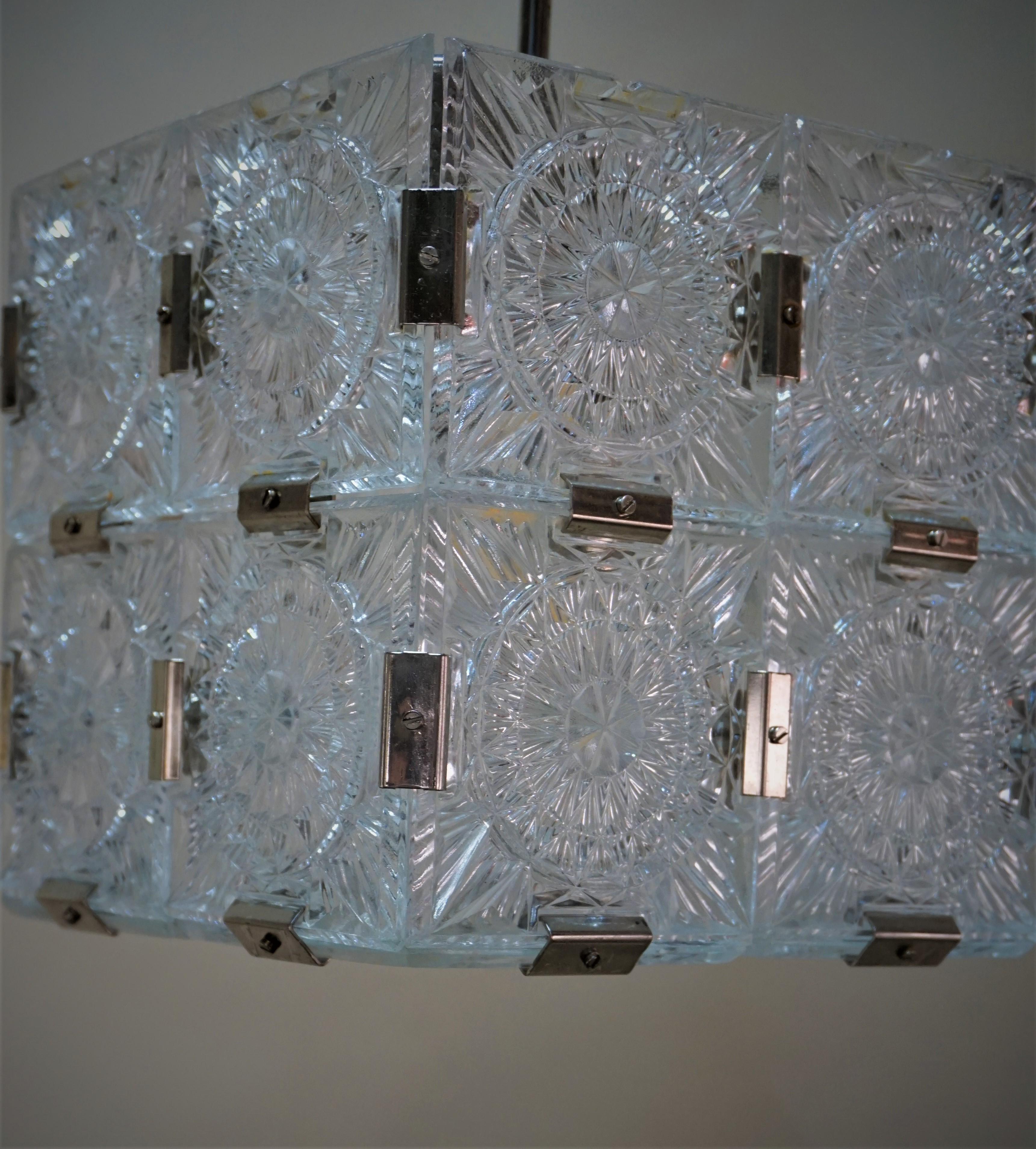 Set of Two Cubic Pendant Lights by Kamenicky 1