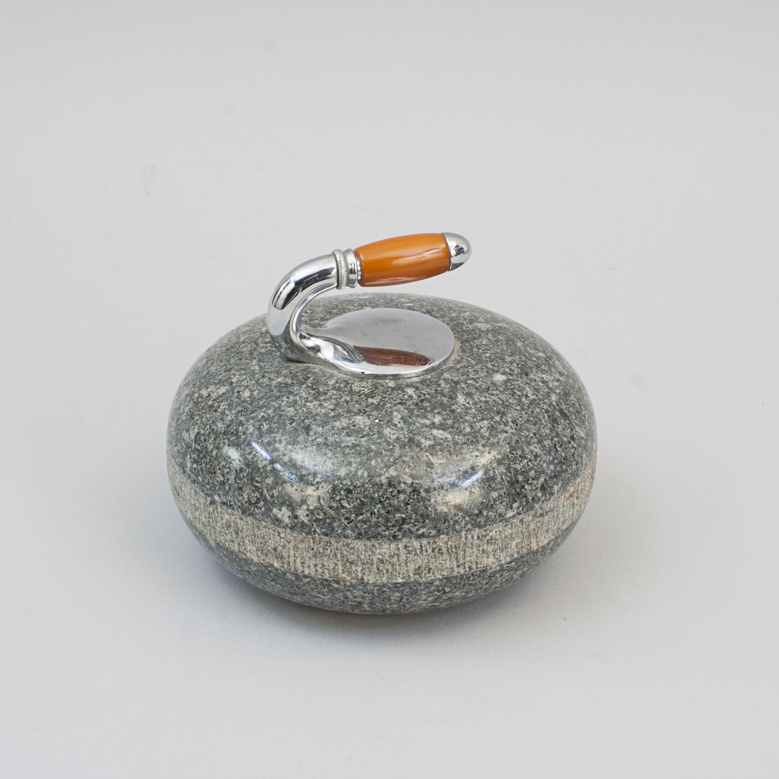 curling stone paperweight