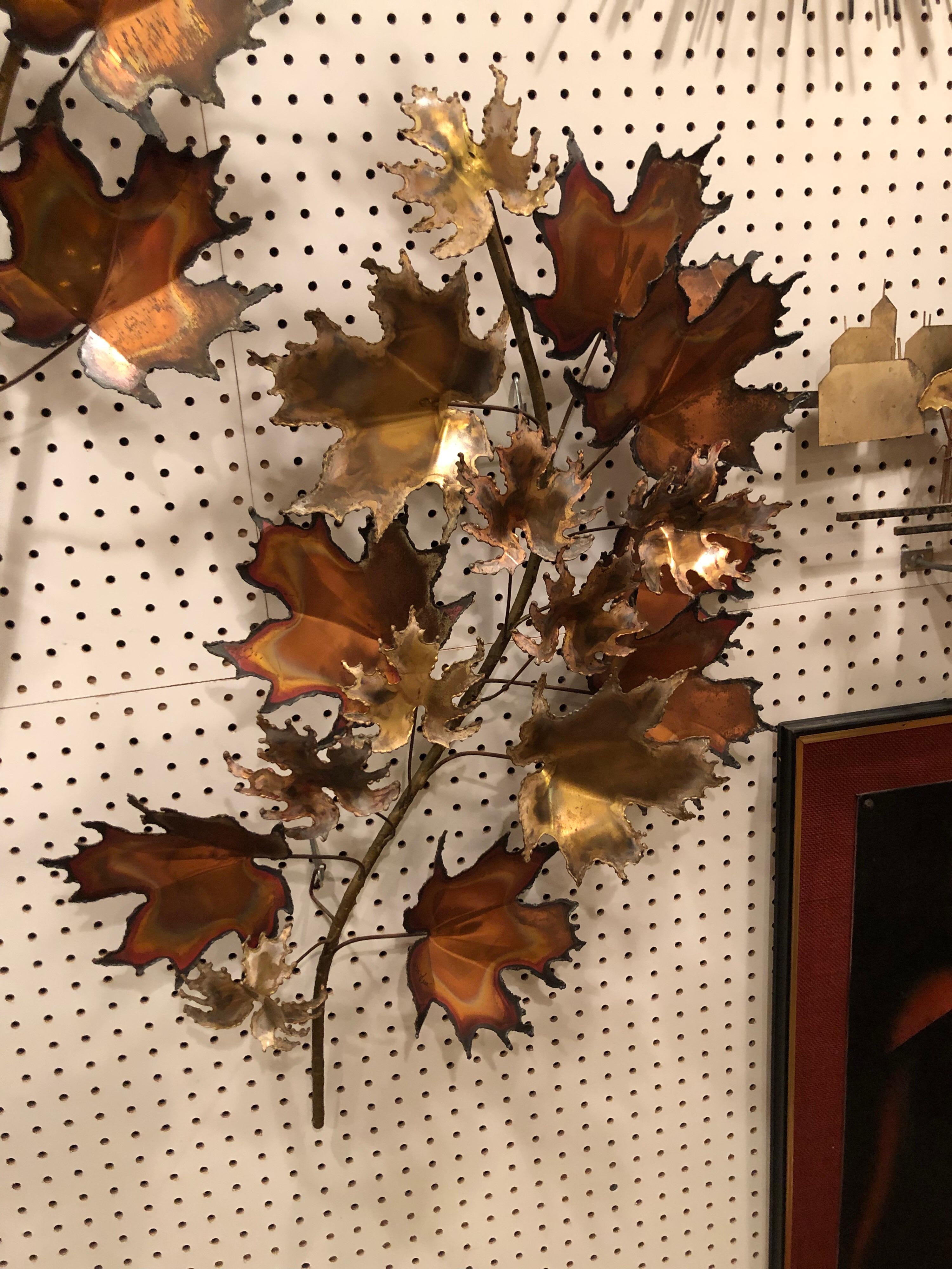 Set of Three Curtis Jere Leaf Wall Sculpture’s 1