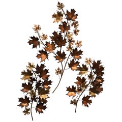Set of Three Curtis Jere Leaf Wall Sculpture’s