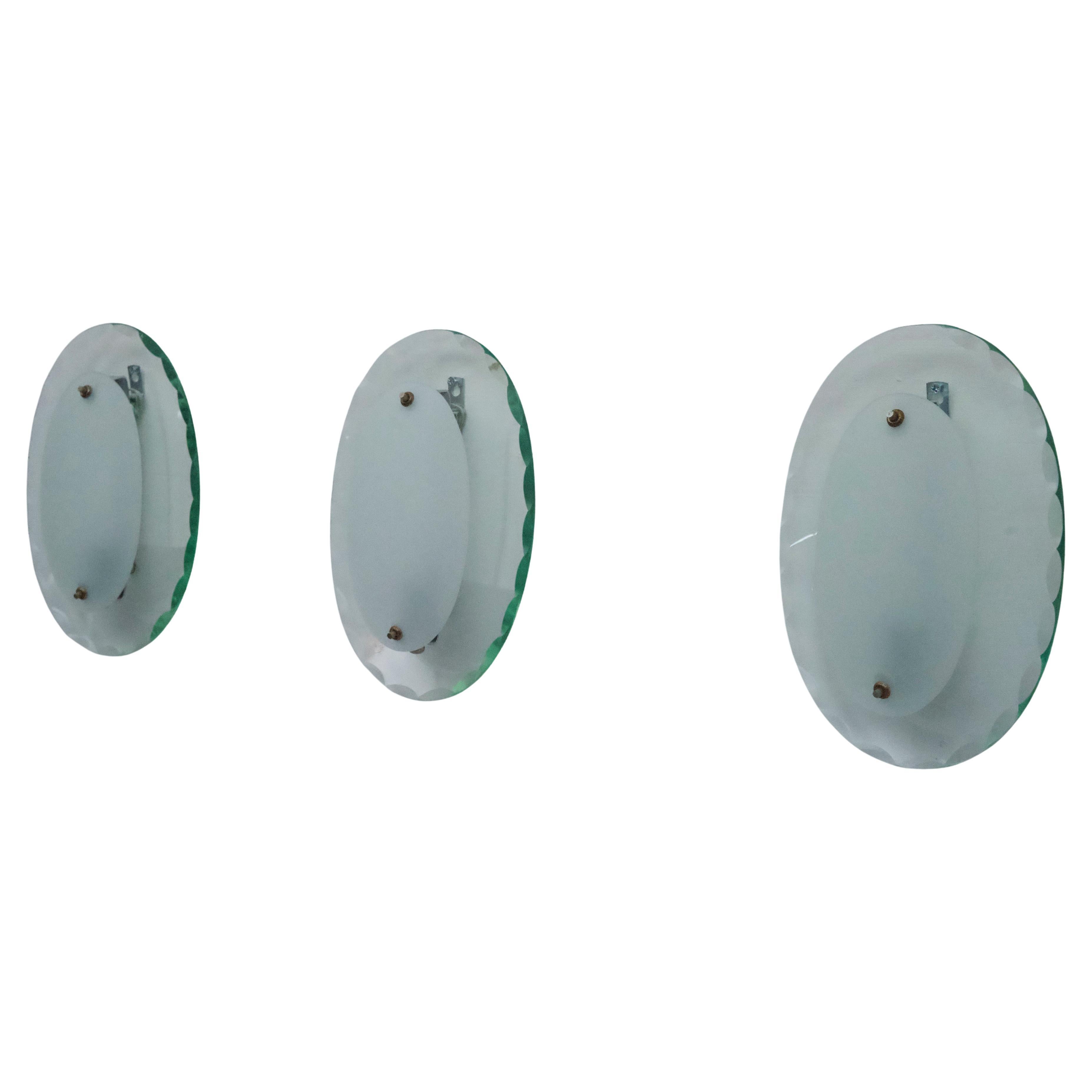 Set von drei geschwungenen Glasleuchtern von Cristal Art, Italien, 1960er Jahre