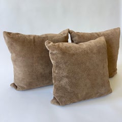 Set of Three Custom Chocolate Brown Suede Pillows