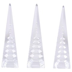 Vintage Set of Three Cut Crystal Obelisks with Inner Pagodas