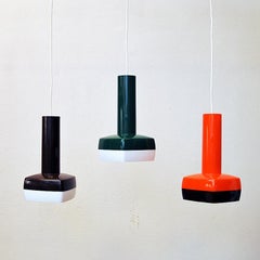 Set of Three Danish Cubist Pendants by Bent Karlby for A. Schrøder Kemi 1970s