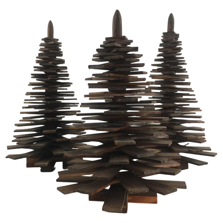 Decorative Handmade Tree Set of Three Danish Decorative Handmade Wooden Christmas Trees in ...