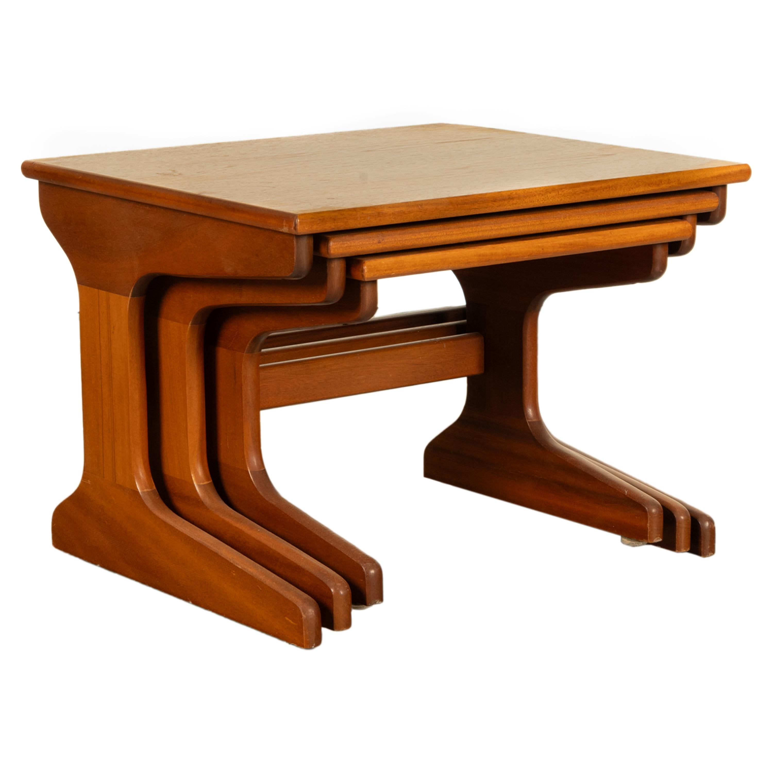 Mid-Century Modern Set of Three Danish Mid Century Modern Teak Nesting Side Coffee Tables 1960s For Sale